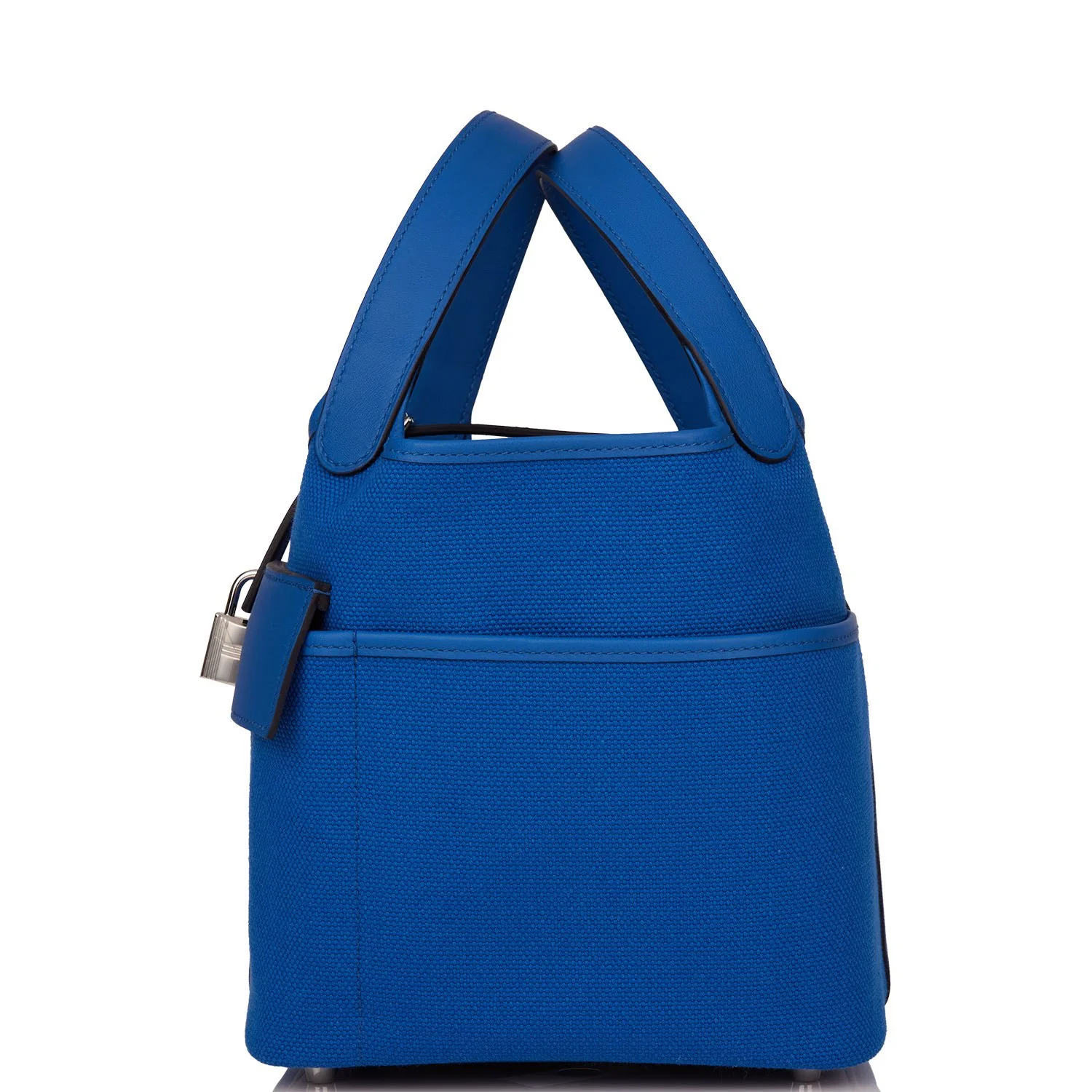Replicate Hermes Picotin Cargo 18 Bleu France Swift and Toile Canvas Palladium Hardware(1:1 replica)
