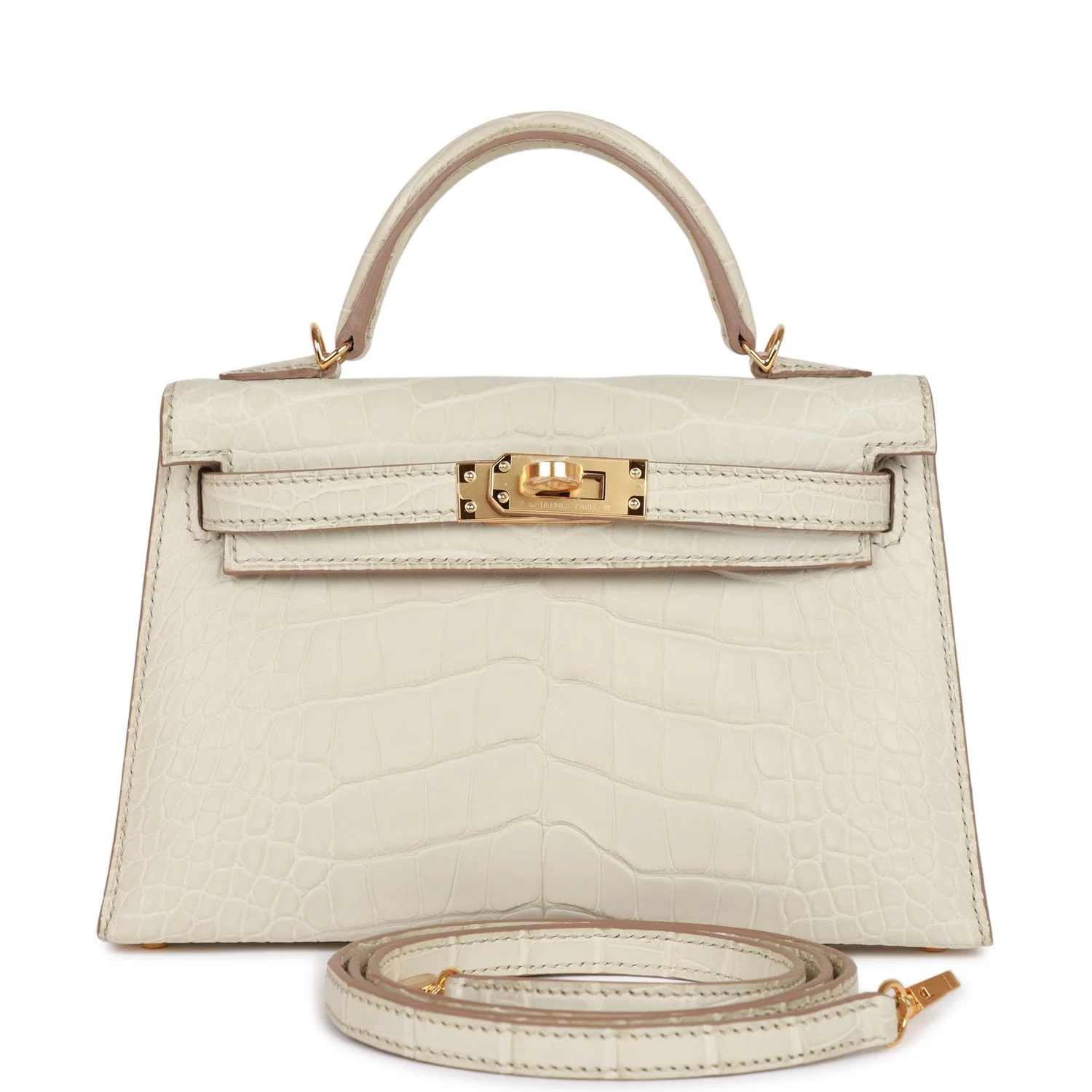 Replicate Hermes Kelly Sellier 20 Beton Matte Alligator Gold Hardware(1:1 replica)