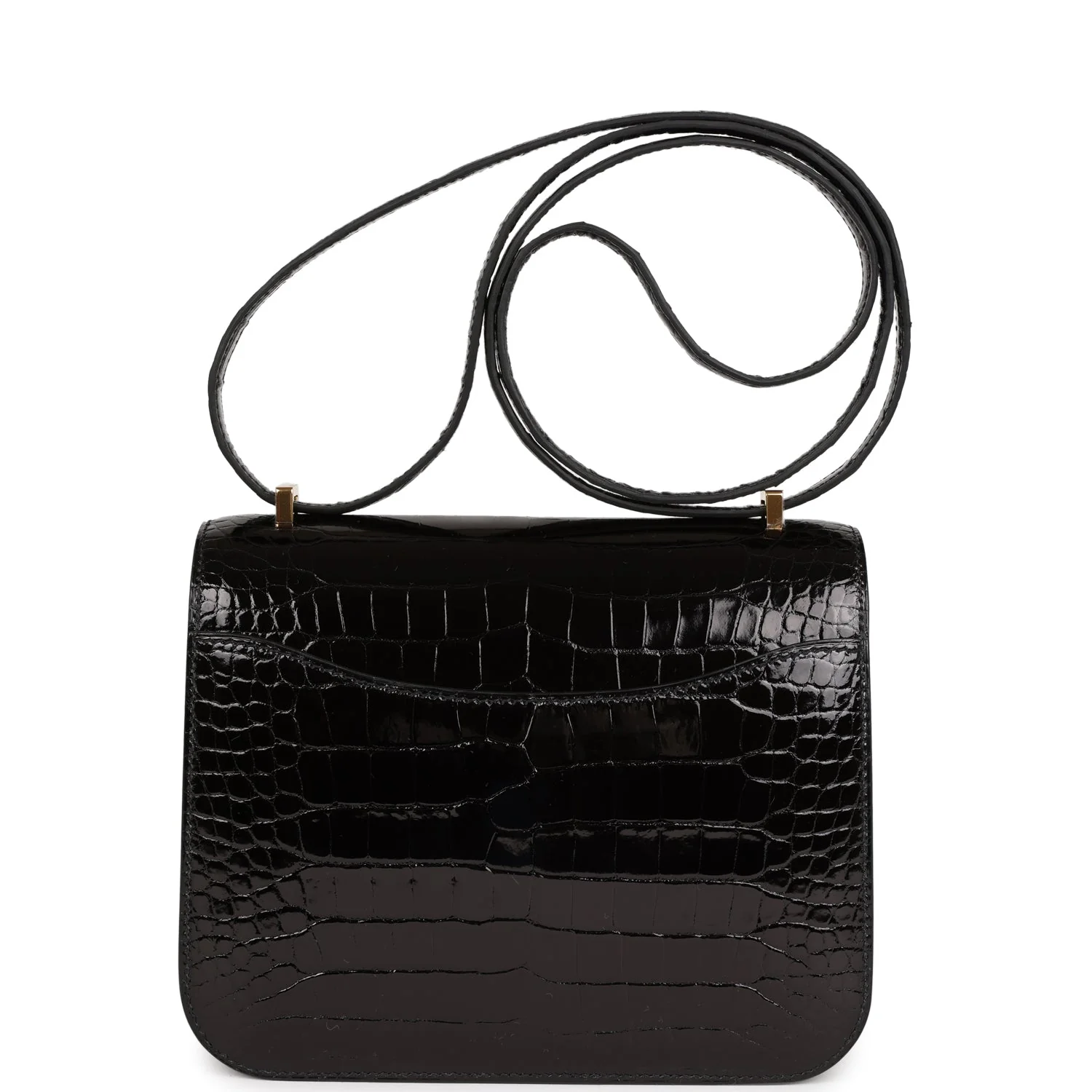 Replicate Hermes Constance 18 Black Shiny Alligator Gold Hardware(1:1 replica)