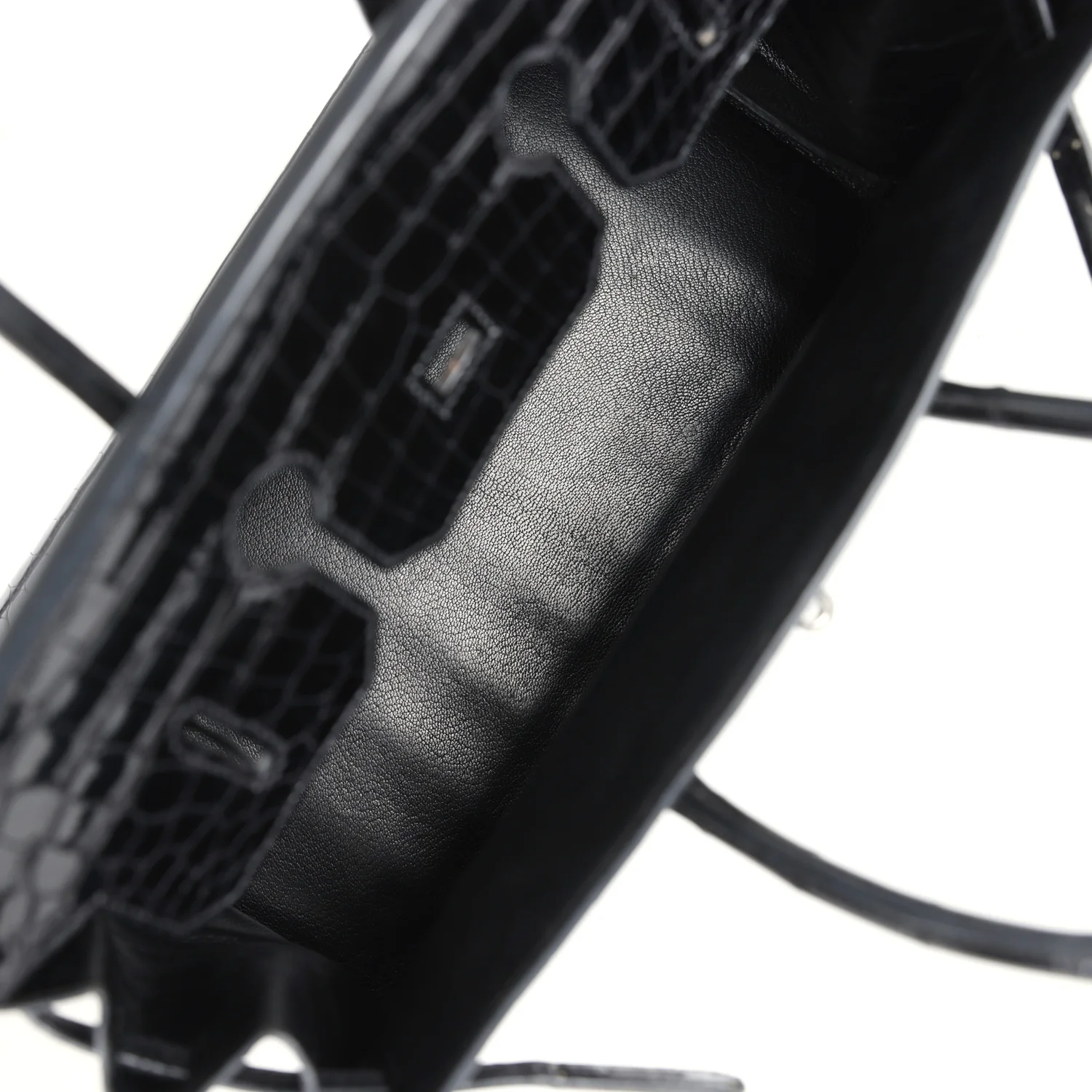 Replicate Vintage Hermes Birkin 35 Black Shiny Porosus Crocodile Palladium Hardware(1:1 replica)