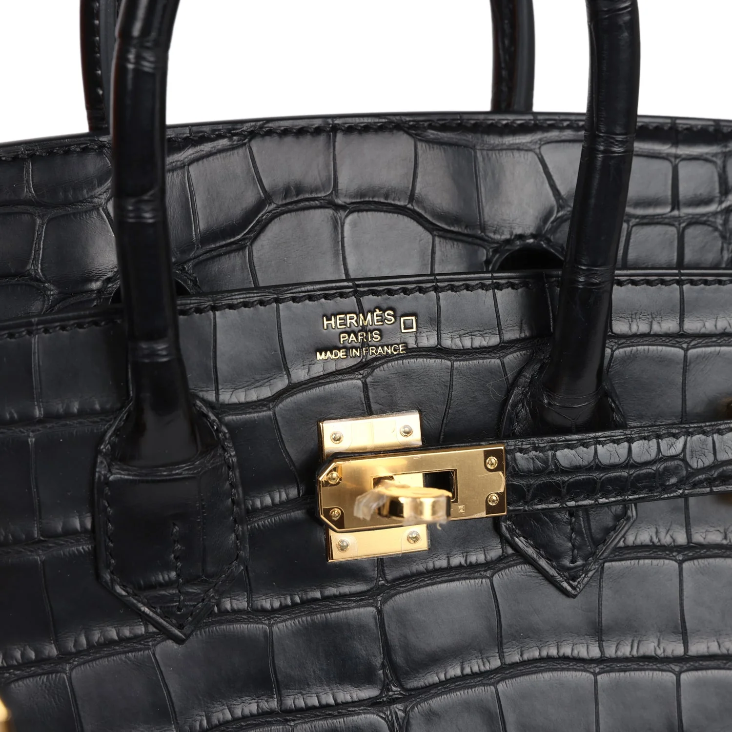 Replicate Hermes Birkin 25 Black Matte Alligator Gold Hardware(1:1 replica)