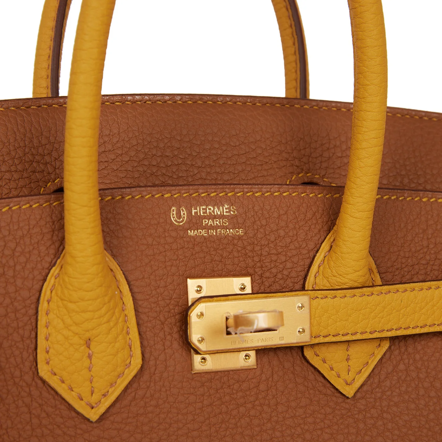 Replicate Hermes Special Order (HSS) Birkin 25 Gold and Jaune Ambre Togo Brushed Gold Hardware(1:1 replica)