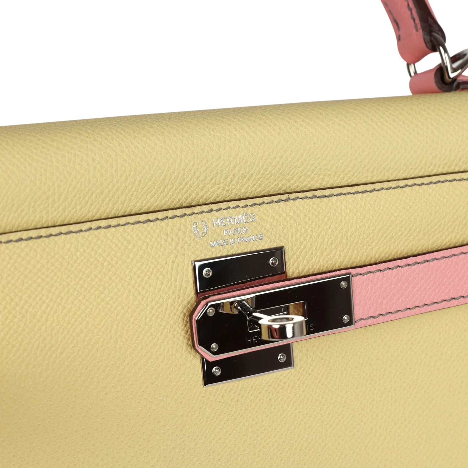 Replicate Hermes Special Order (HSS) Kelly Sellier 28 Rose Confetti and Jaune Poussin Epsom Palladium Hardware(1:1 replica)