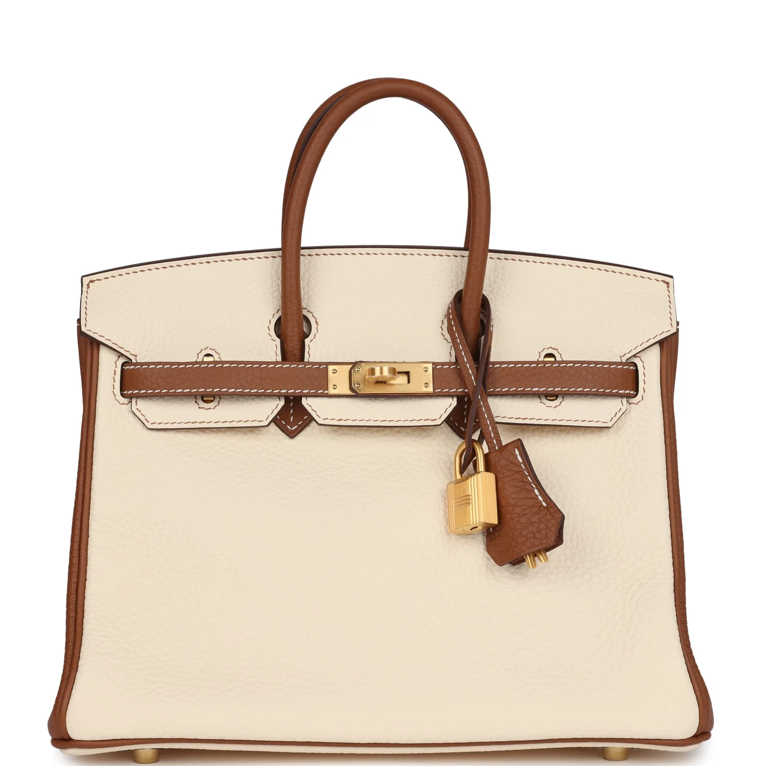 Replicate Hermes Special Order (HSS) Birkin 25 Nata and Gold Clemence Brushed Gold Hardware(1:1 replica)