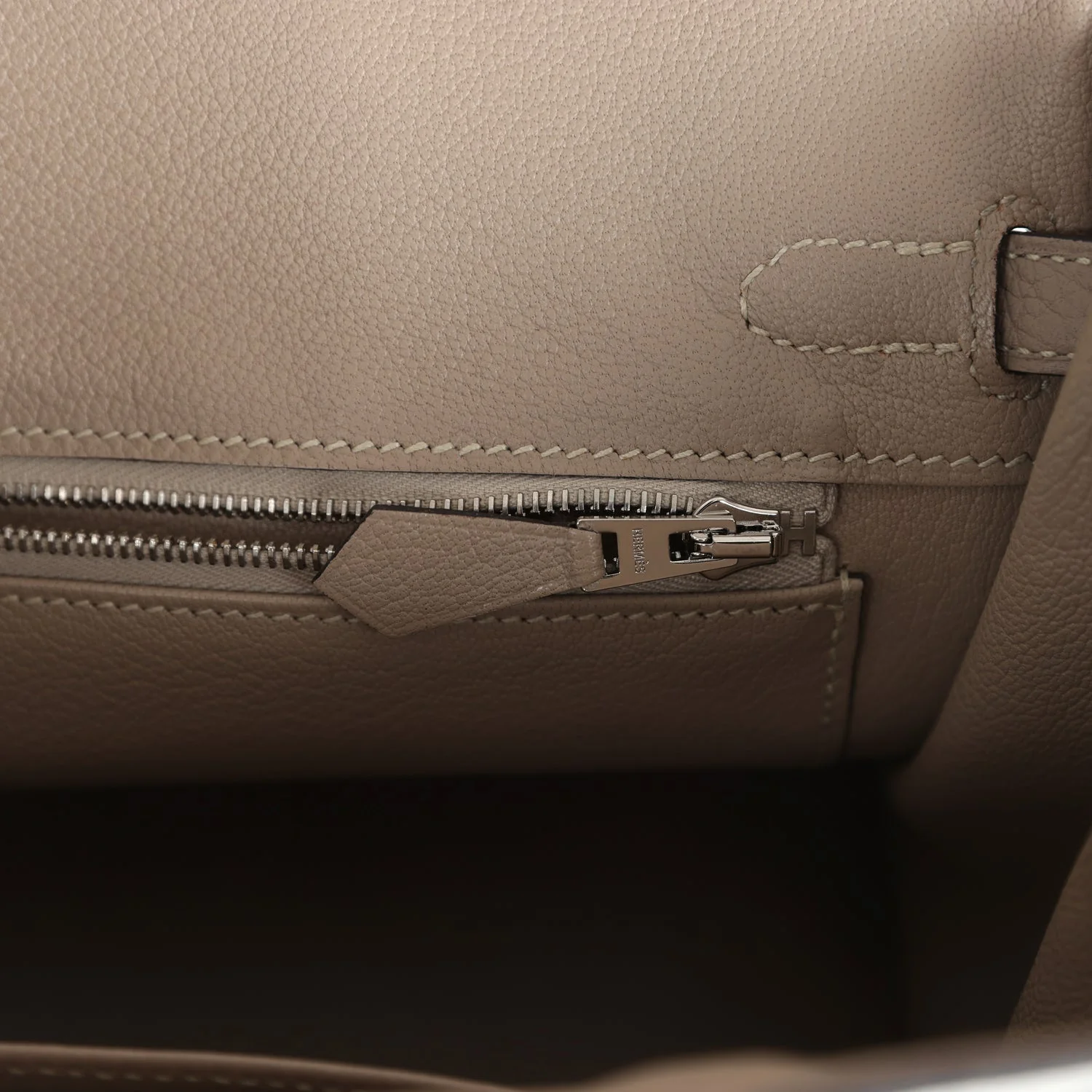 Replicate Hermes Special Order (HSS) Birkin 25 White and Etoupe Clemence Brushed Palladium Hardware(1:1 replica)