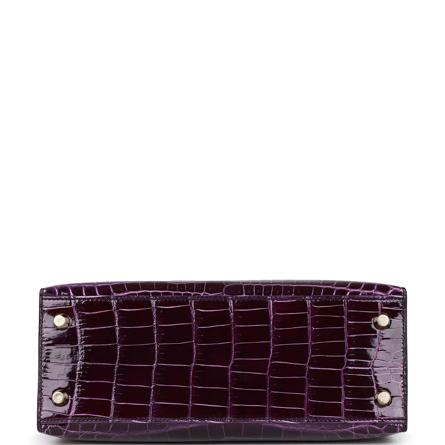 Replicate Hermes Kelly Sellier 25 Aubergine Shiny Niloticus Crocodile Gold Hardware(1:1 replica)