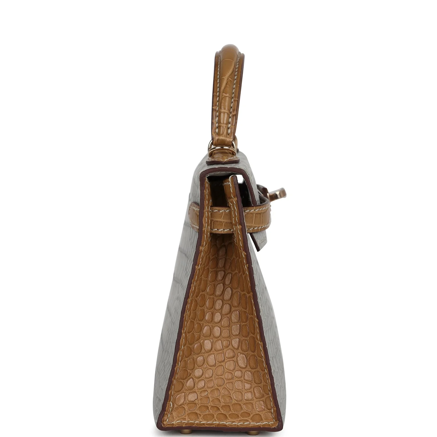 Replicate Hermes Special Order (HSS) Kelly Sellier 20 Gris Perle and Kraft Matte Alligator Permabrass Hardware(1:1 replica)
