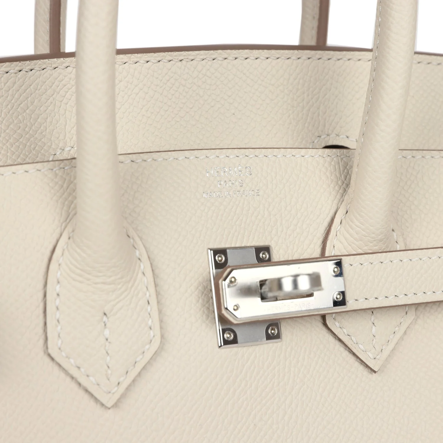 Replicate Hermes Birkin Sellier 25 Craie Epsom Palladium Hardware(1:1 replica)