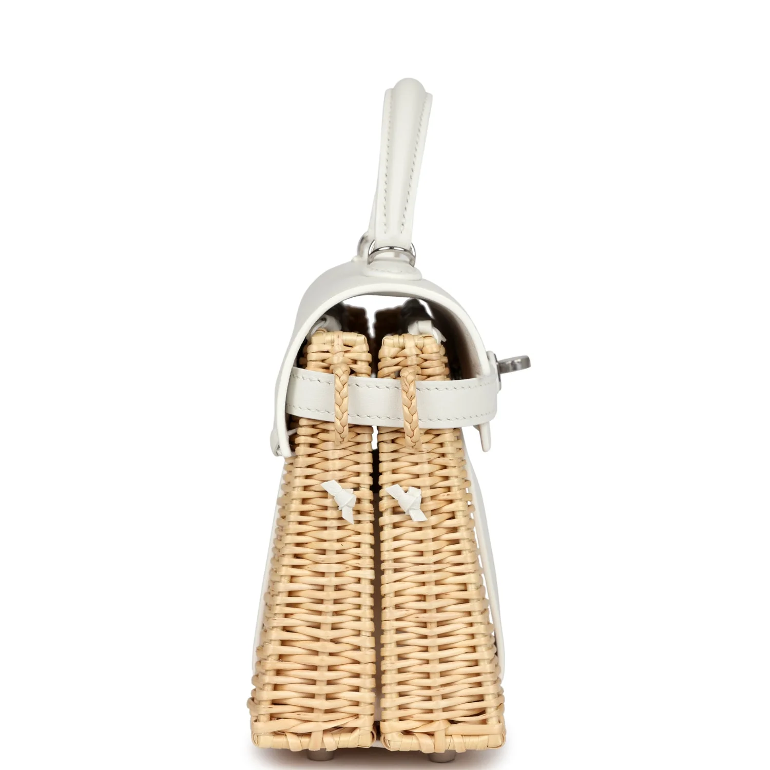 Replicate Hermes Mini Picnic Kelly 20 White Swift Palladium Hardware(1:1 replica)