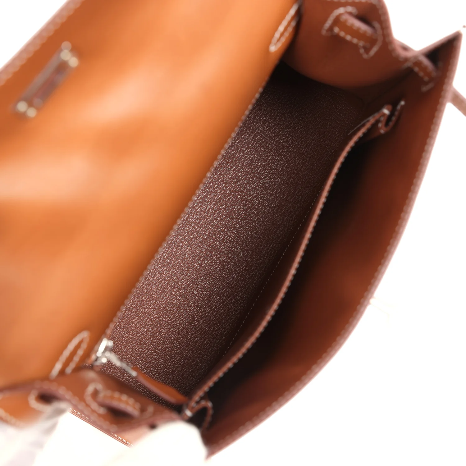 Replicate Hermes Kelly Sellier 25 Fauve Barenia Palladium Hardware(1:1 replica)