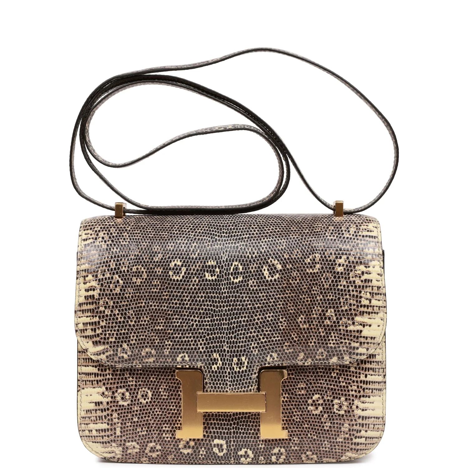 Replicate Hermes Mini Constance 18 Ombre Lizard Varanus Salvator Gold Hardware(1:1 replica)