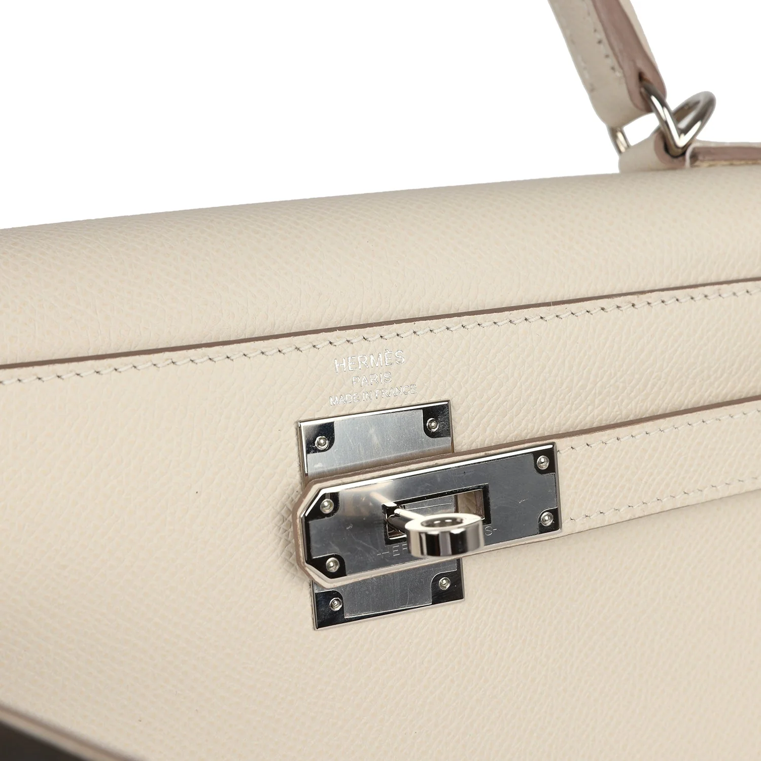 Replicate Hermes Kelly Sellier 28 Craie Epsom Palladium Hardware(1:1 replica)