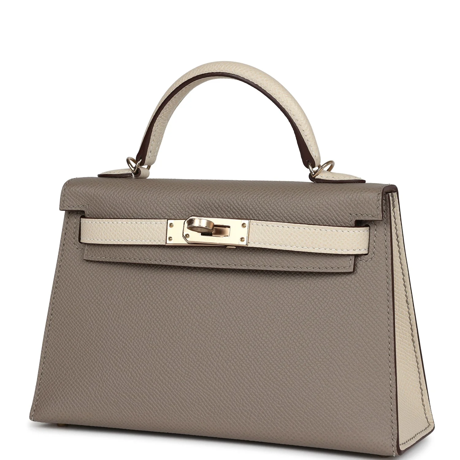 Replicate Hermes Special Order (HSS) Kelly Sellier 20 Craie and Gris Asphalte Epsom Permabrass Hardware(1:1 replica)