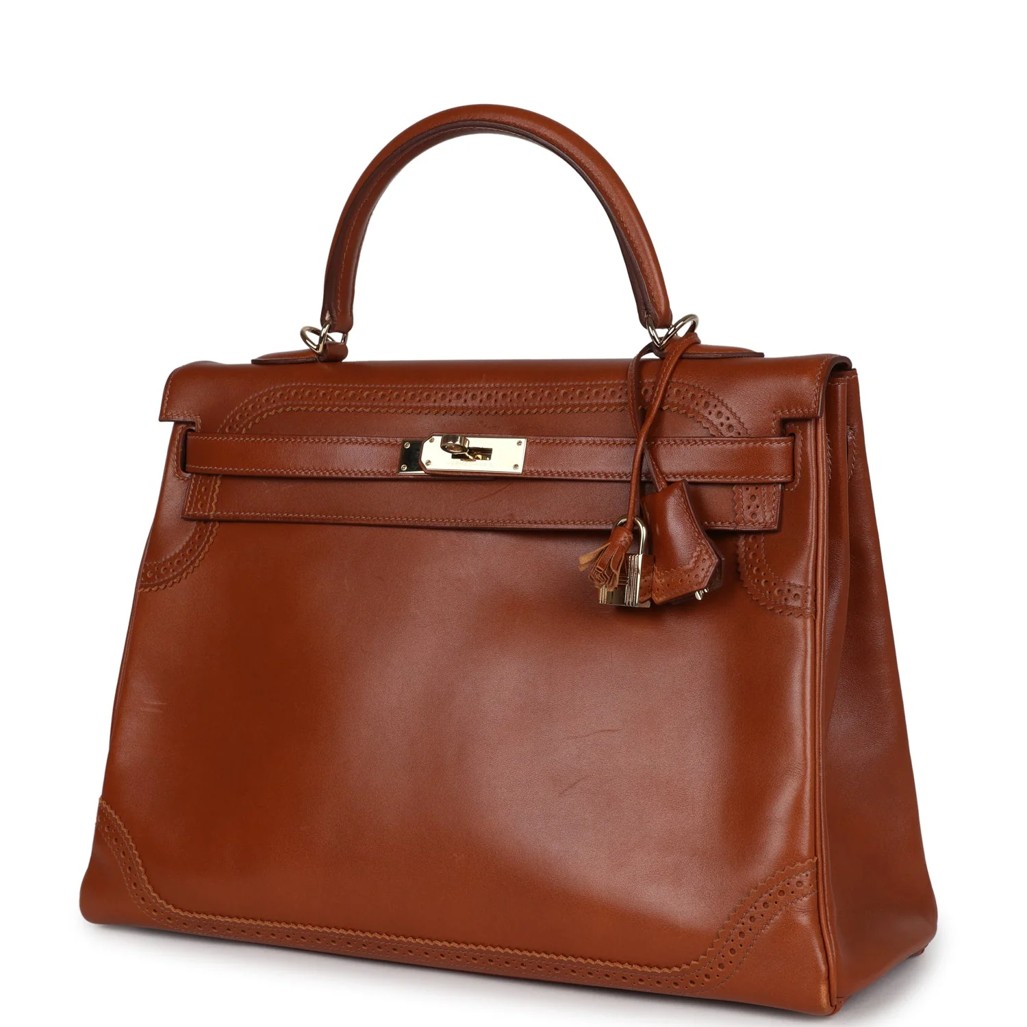 Replicate Hermes Ghillies Kelly Retourne 35 Fauve Tadelakt Permabrass Hardware(1:1 replica)