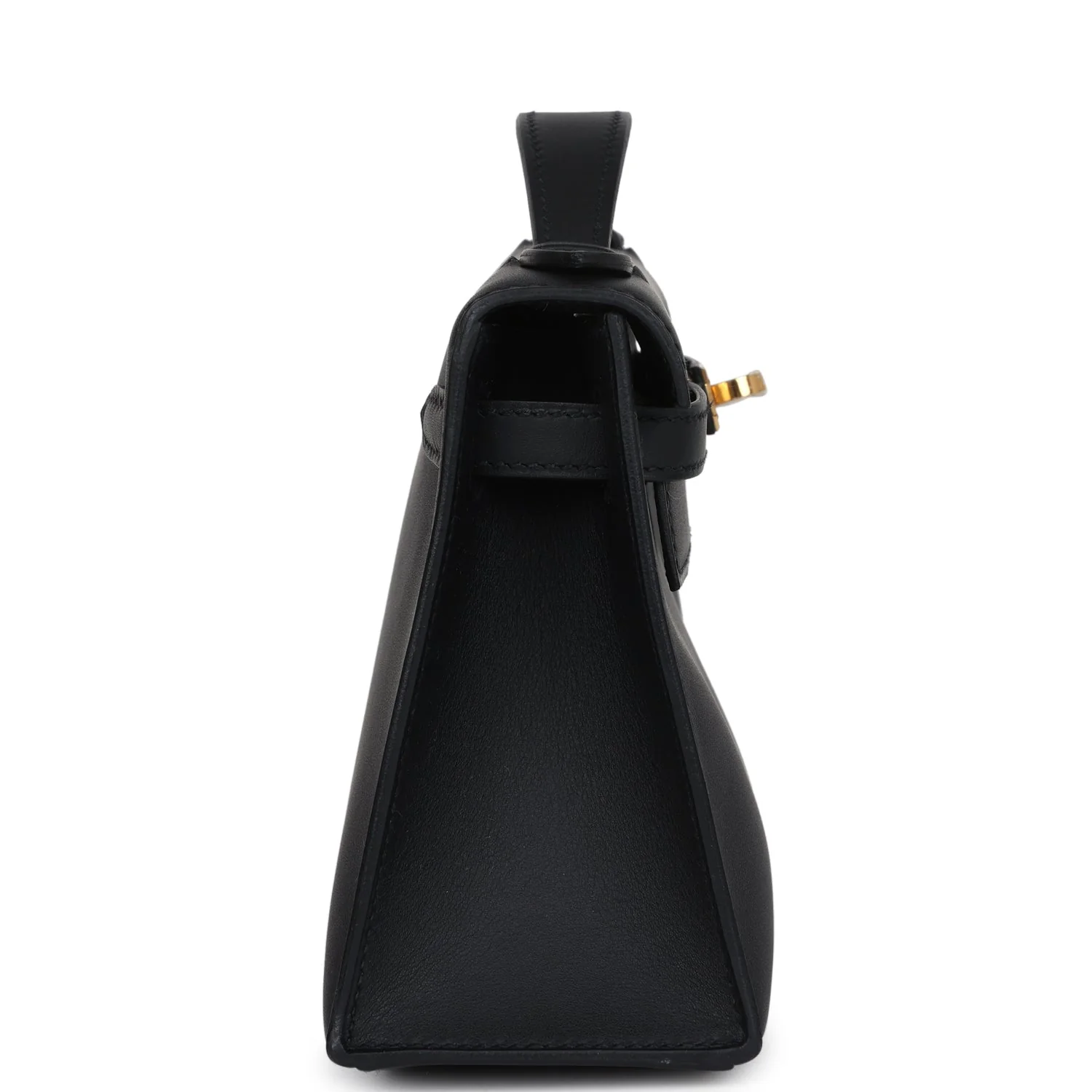 Replicate Hermes Kelly Pochette Black Swift Gold Hardware(1:1 replica)