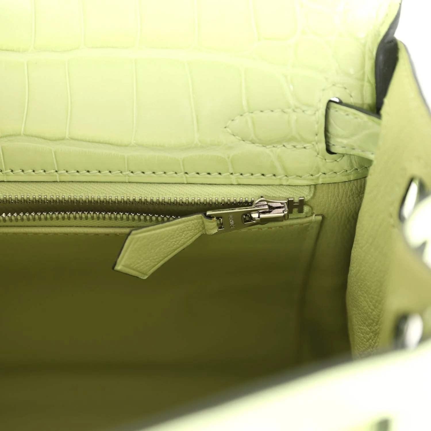 Replicate Hermes Kelly Retourne 25 Jaune Bourgeon Matte Alligator Palladium Hardware(1:1 replica)