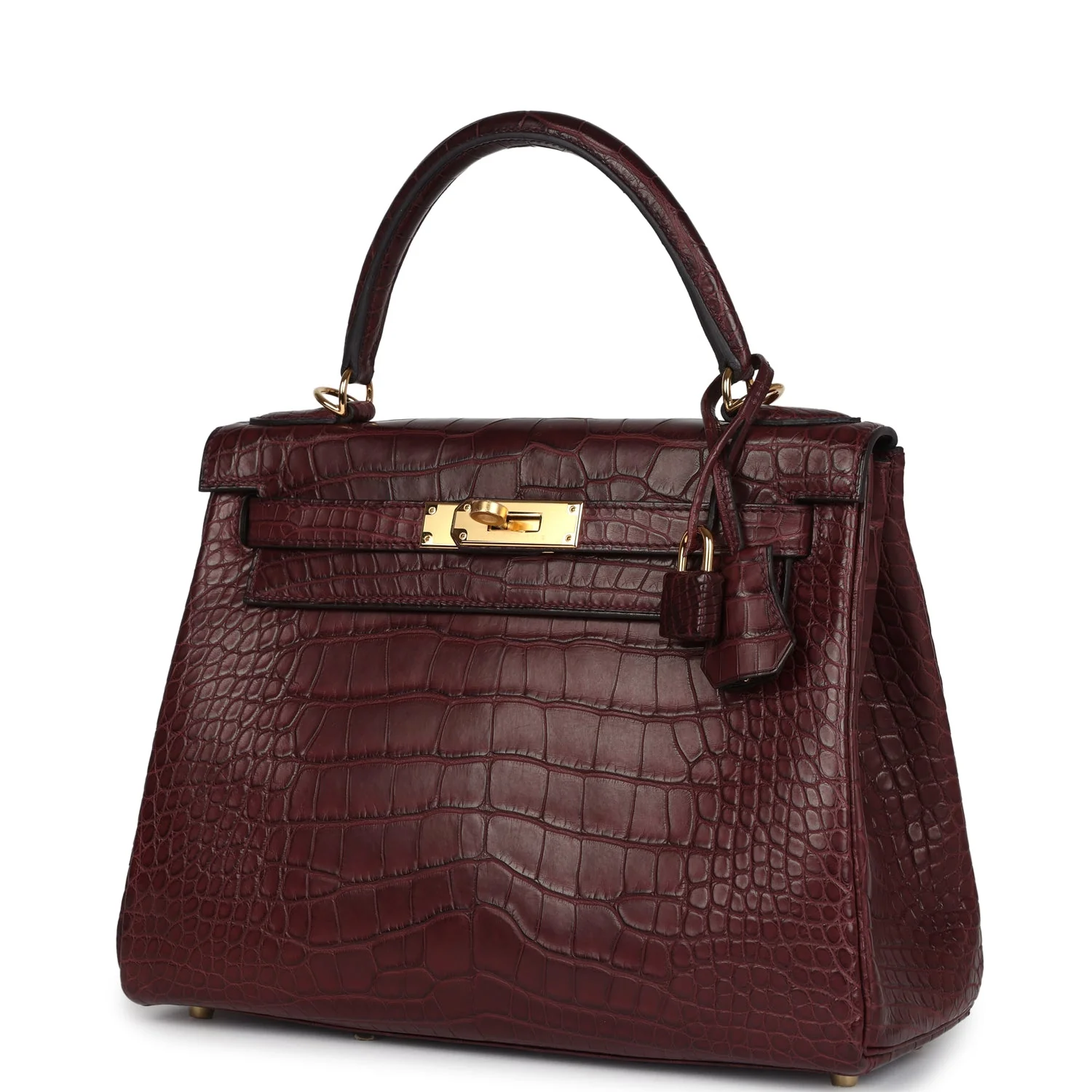 Replicate Hermes Kelly Retourne 28 Bordeaux Matte Alligator Gold Hardware(1:1 replica)