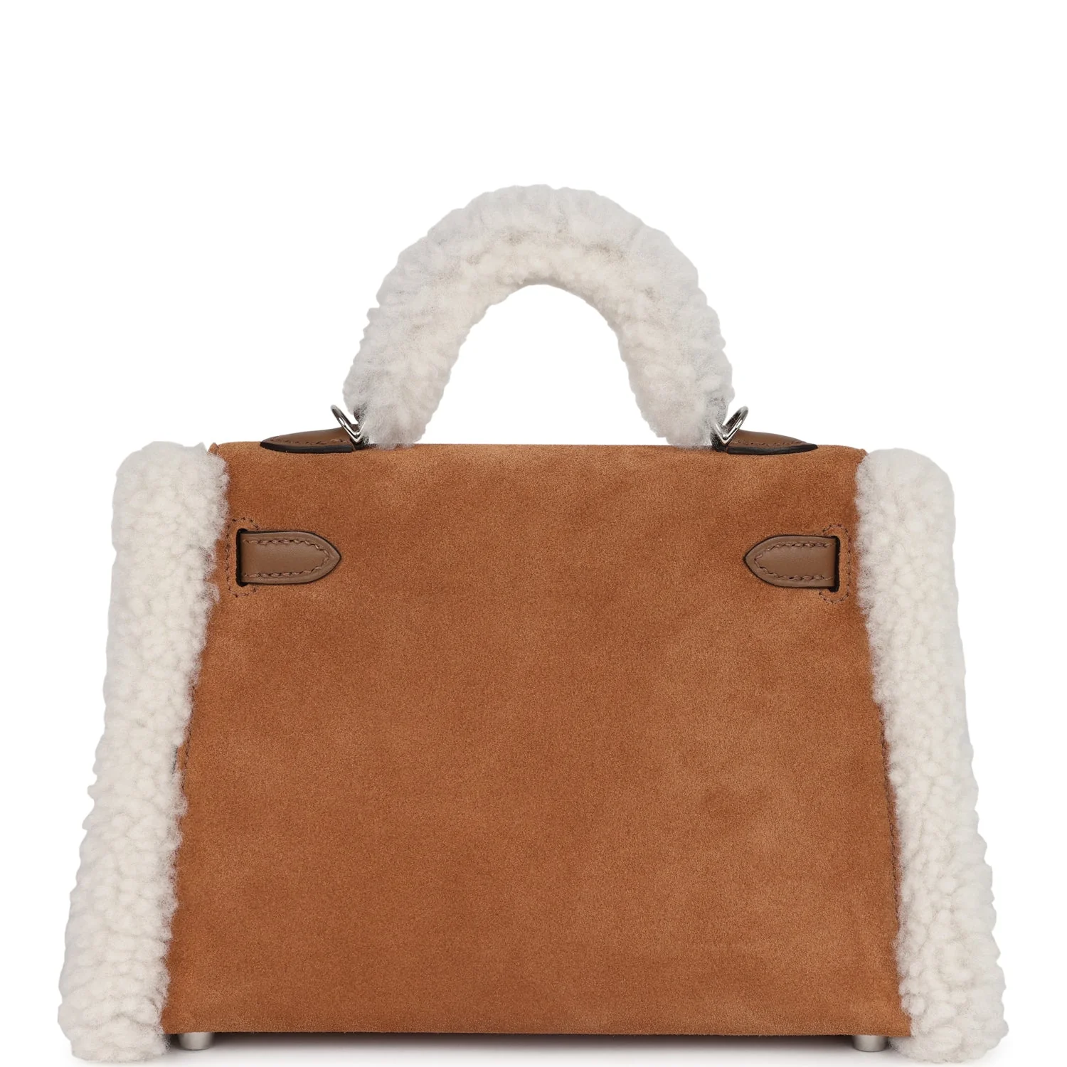 Replicate Hermes Teddy Kelly 20 Chamois Shearling and Swift Palladium Hardware(1:1 replica)