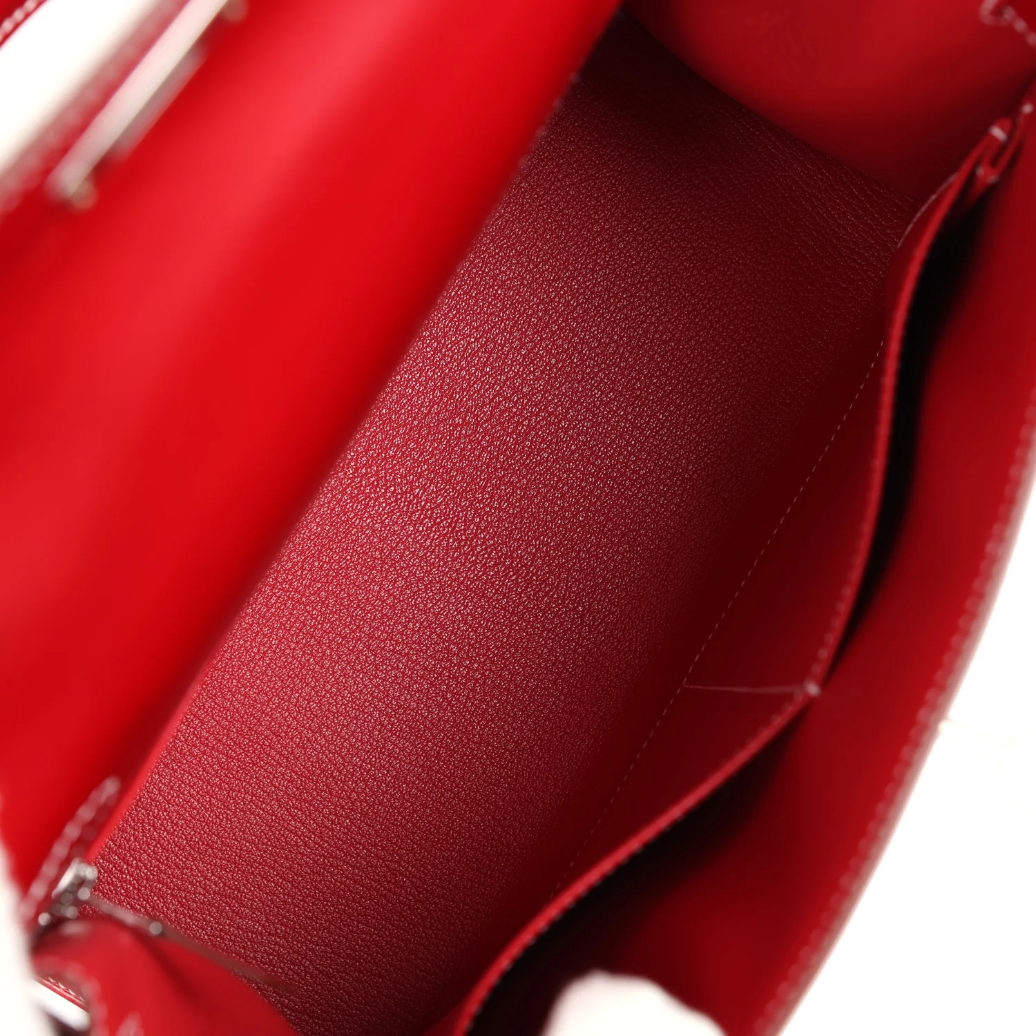 Replicate Hermes Kelly Sellier 28 Rouge Piment Box Palladium Hardware(1:1 replica)