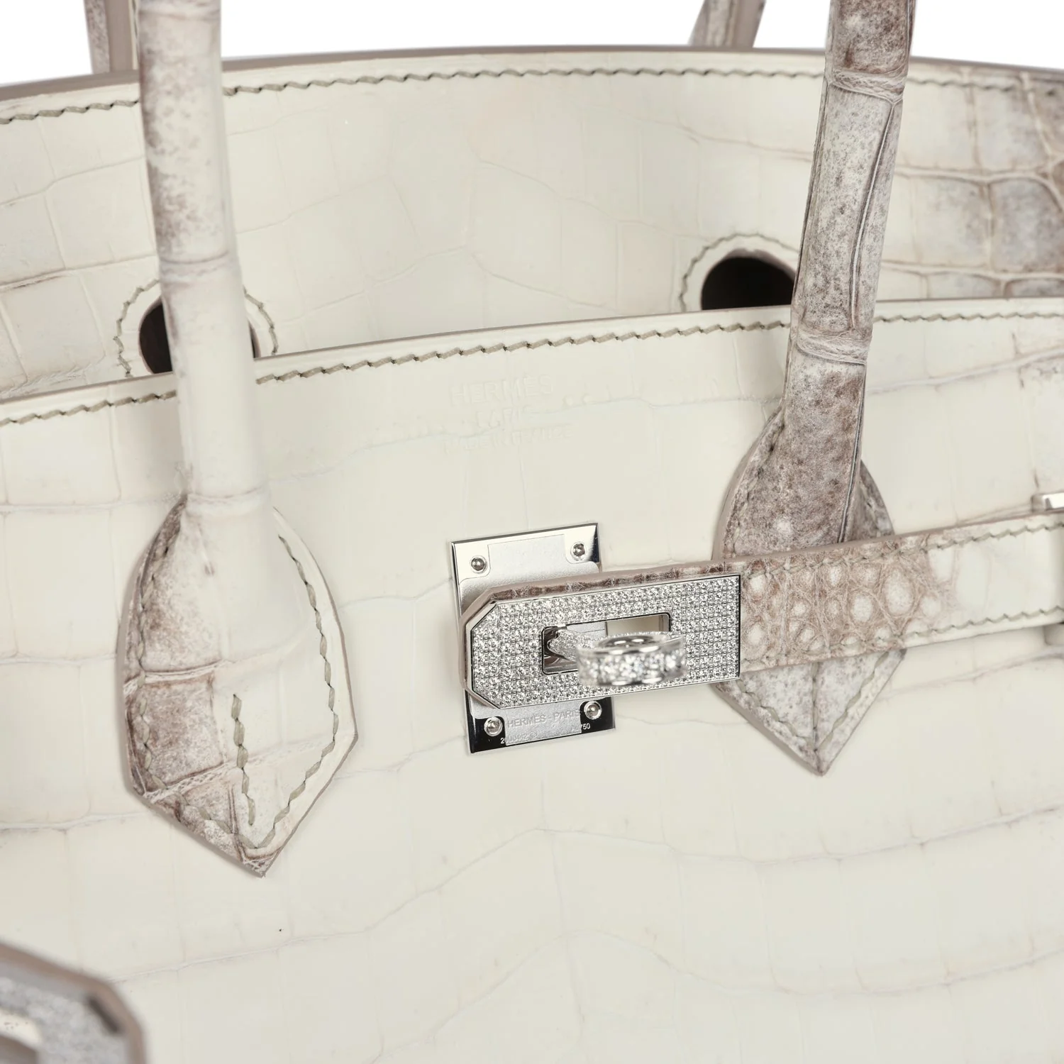 Replicate Hermes Birkin 25 Himalaya Niloticus Crocodile Diamond Encrusted Palladium Hardware(1:1 replica)