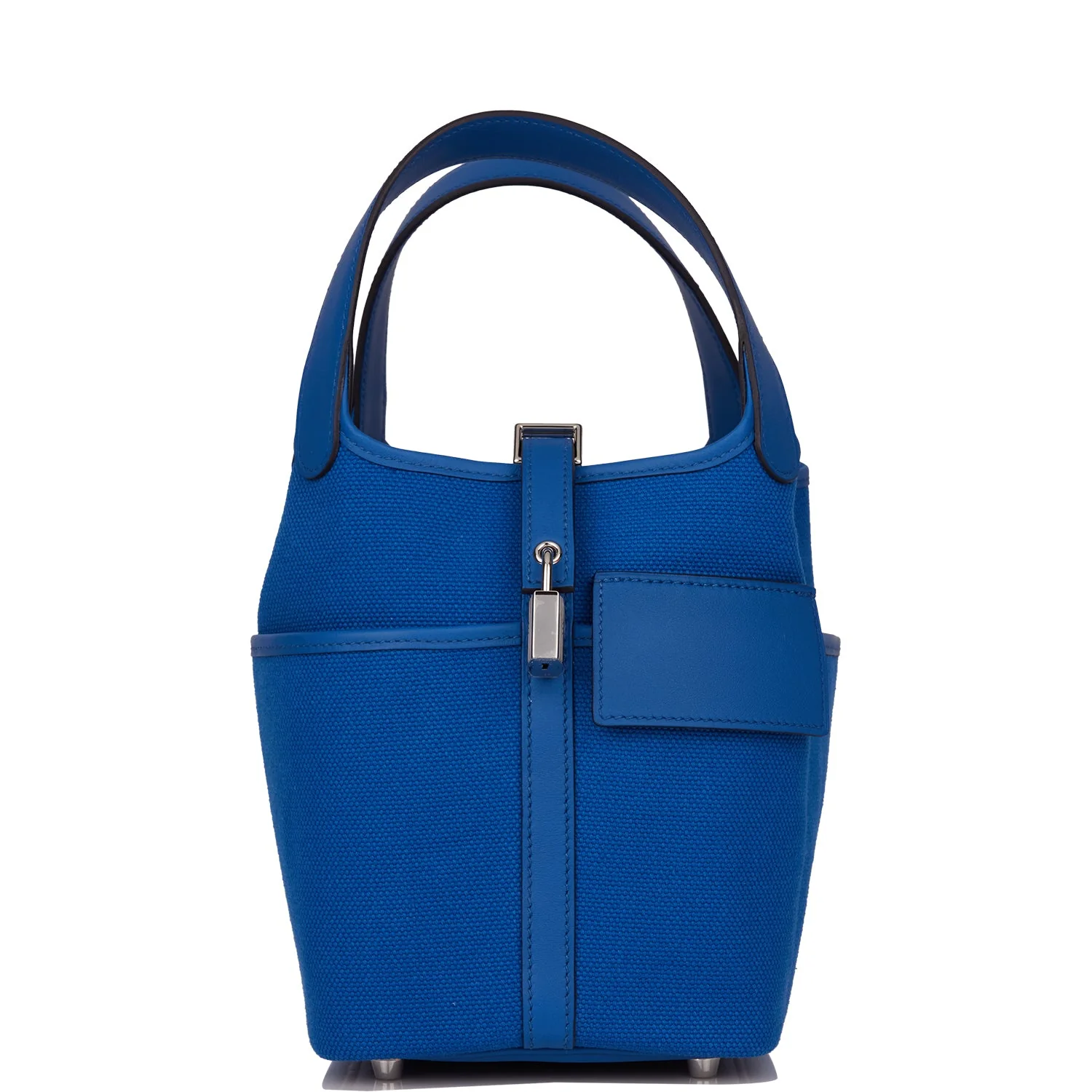 Replicate Hermes Picotin Cargo 18 Bleu France Swift and Toile Canvas Palladium Hardware(1:1 replica)