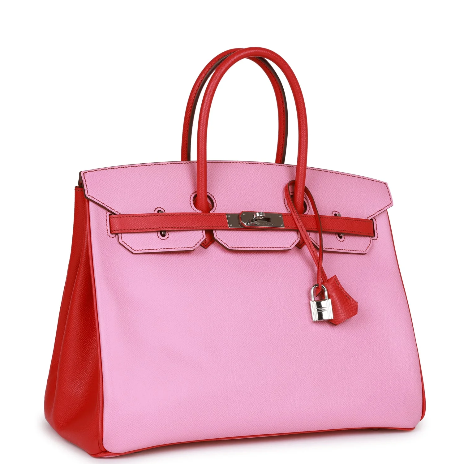 Replicate Hermes Special Order (HSS) Birkin 35 Bubblegum and Bougainvillea Epsom Palladium Hardware(1:1 replica)