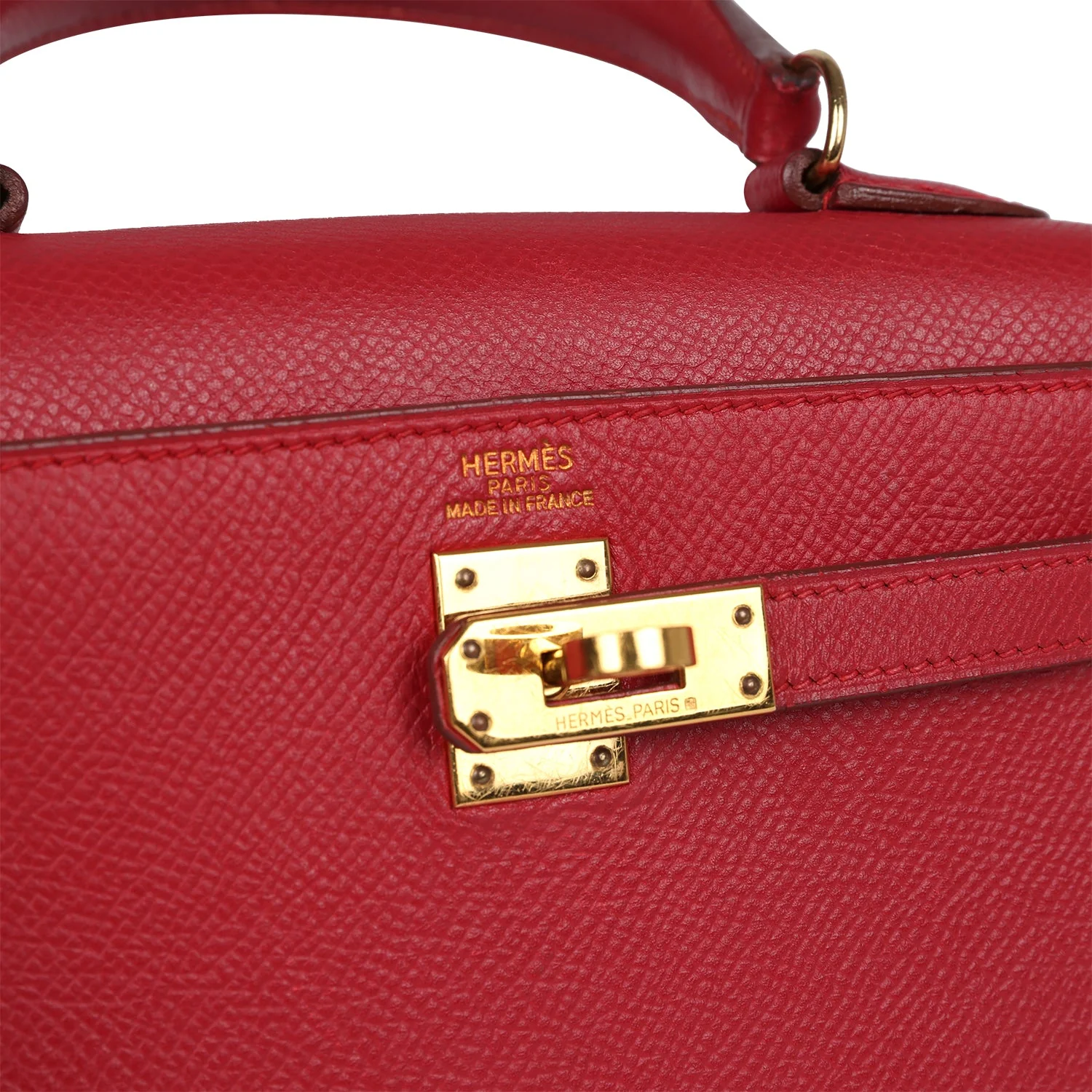 Replicate Vintage Hermes Kelly Sellier 20 Rouge Vif Courchevel Gold Hardware(1:1 replica)