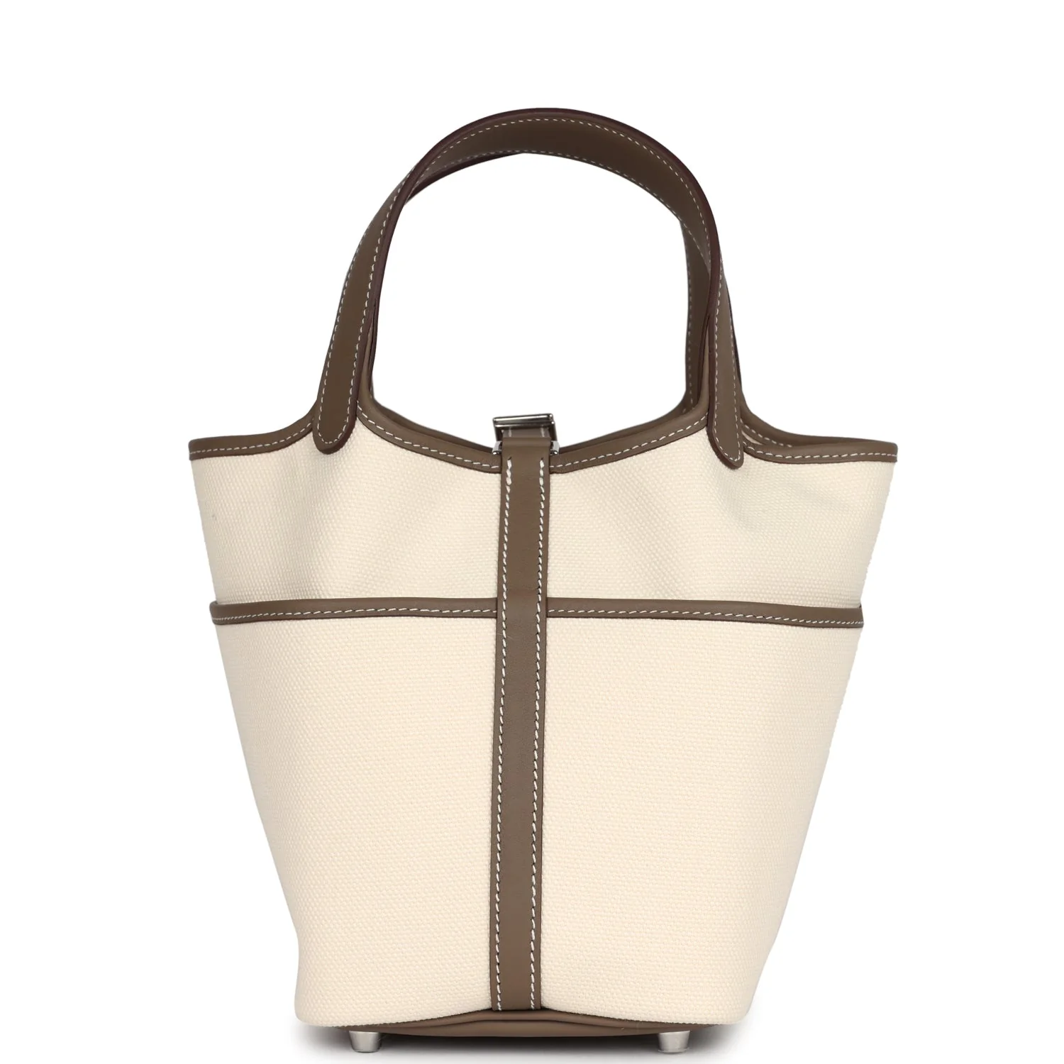 Replicate Hermes Picotin Cargo 18 Ecru Toile Canvas and Etoupe Swift Palladium Hardware(1:1 replica)