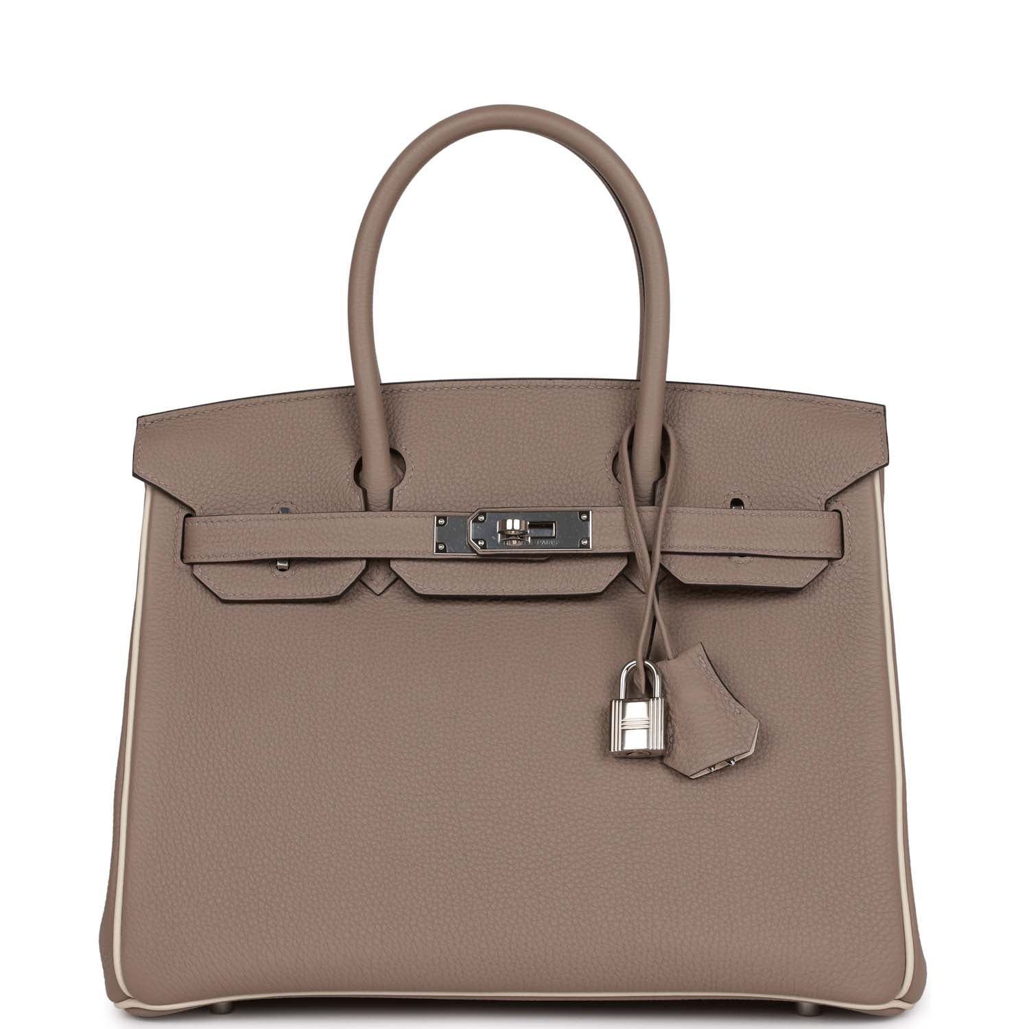Replicate Hermes Special Order (HSS) Birkin 30 Gris Tourterelle and Craie Togo Palladium Hardware(1:1 replica)