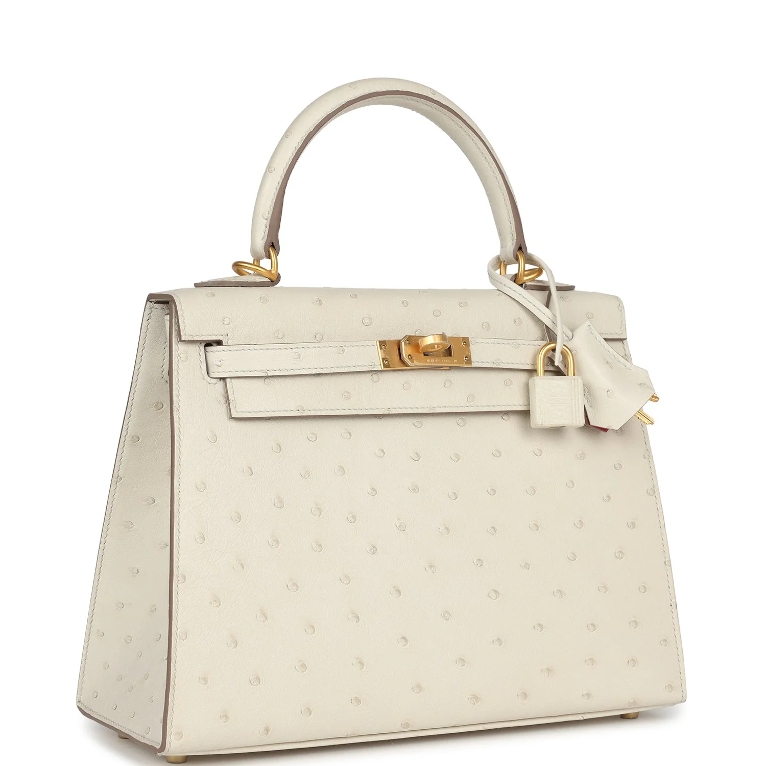 Replicate Hermes Special Order (HSS) Kelly Sellier 25 Beton Ostrich Verso Brushed Gold Hardware(1:1 replica)