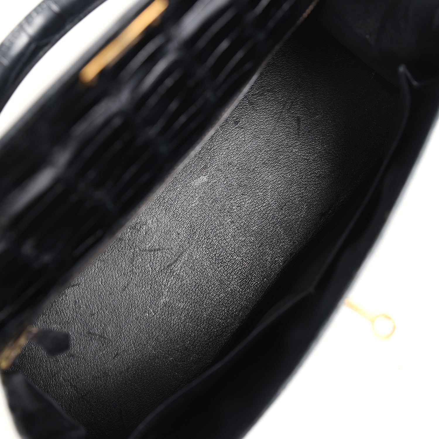 Replicate Vintage Hermes Kelly Sellier 32 Black Shiny Alligator Gold Hardware(1:1 replica)