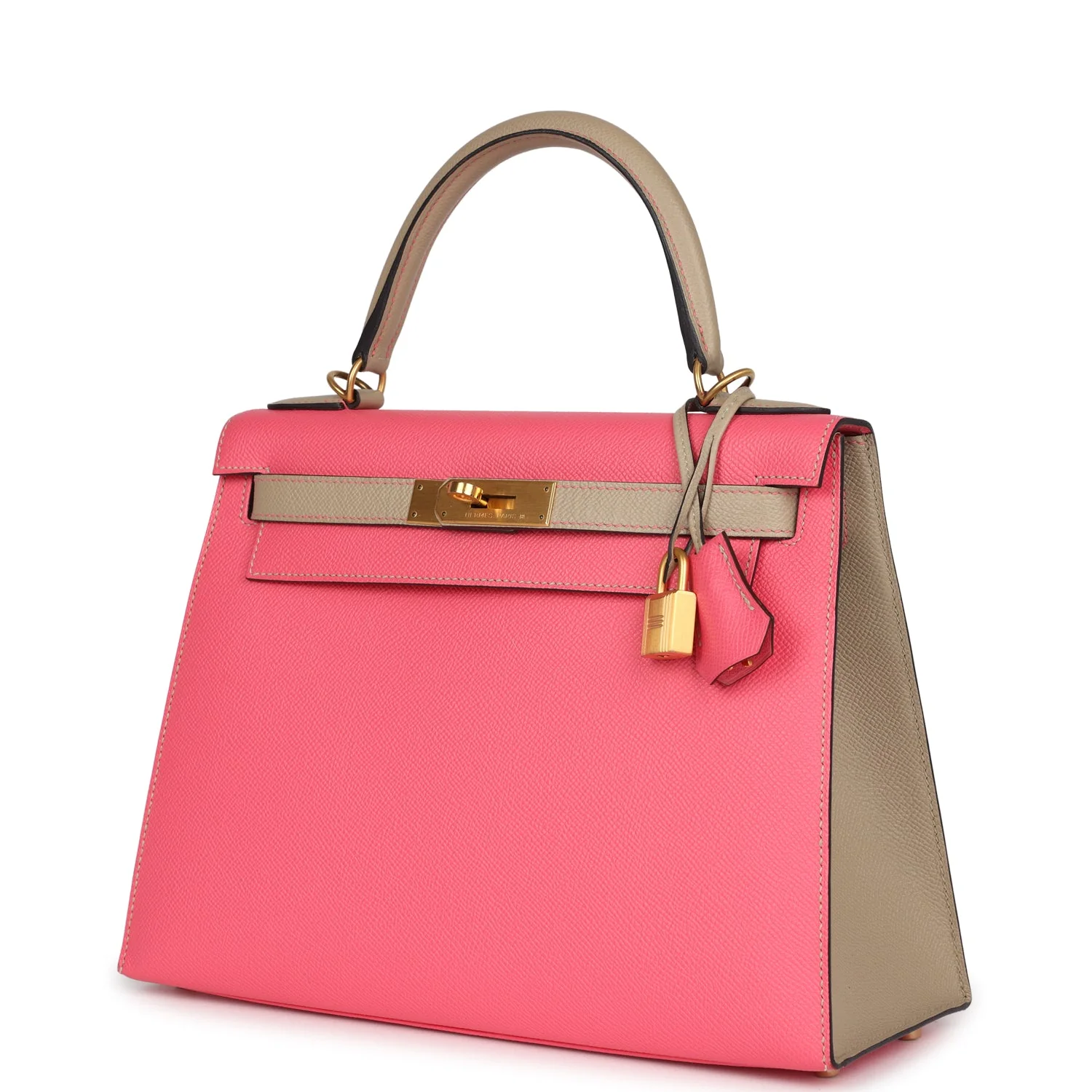 Replicate Hermes Special Order (HSS) Kelly Sellier 28 Rose Azalee and Trench Epsom Epsom Brushed Gold Hardware(1:1 replica)