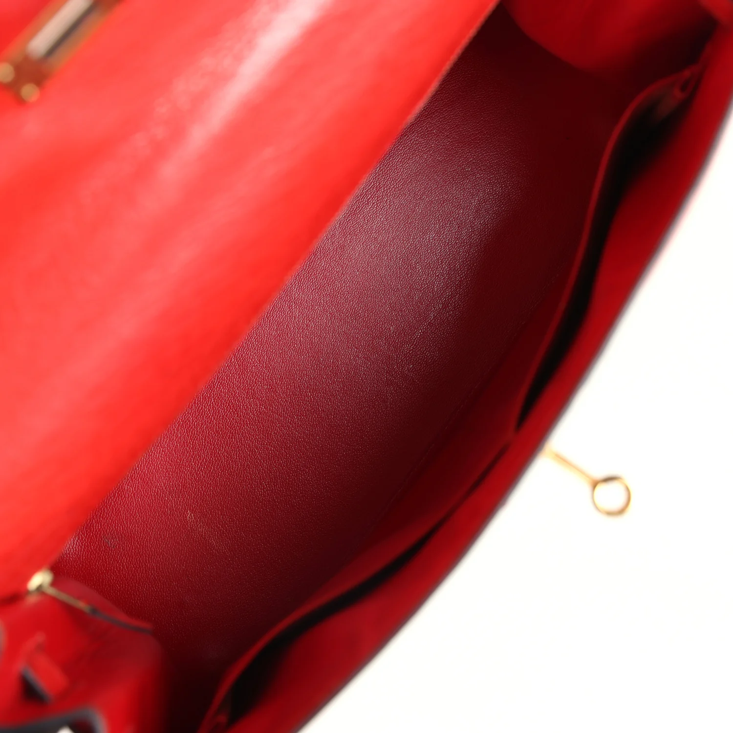 Replicate Vintage Hermes Kelly Sellier 32 Rouge Vif Ostrich and Vert Olive Officier Canvas Gold Hardware(1:1 replica)