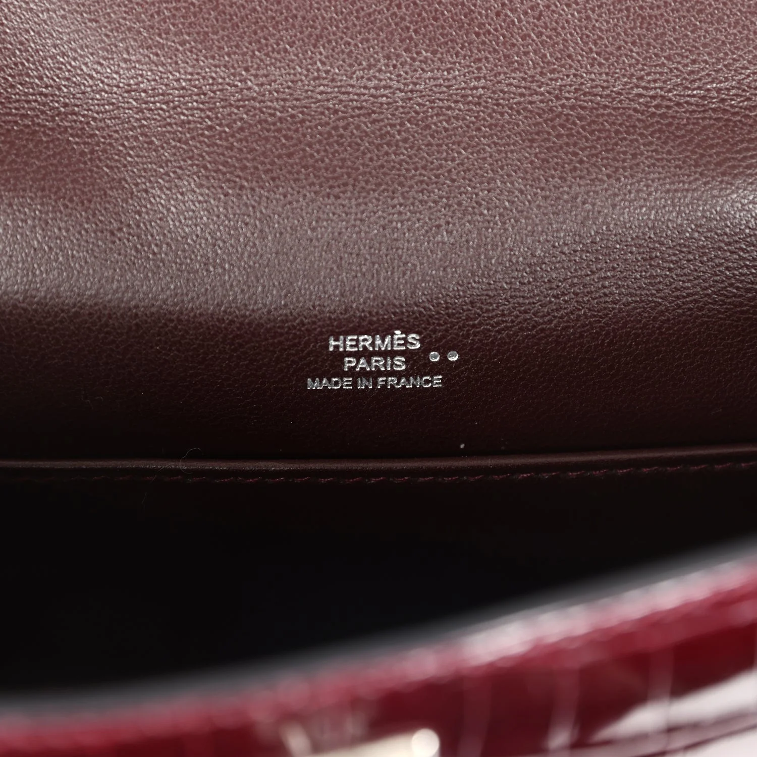 Replicate Hermes Kelly Pochette Bordeaux Shiny Niloticus Crocodile Palladium Hardware(1:1 replica)