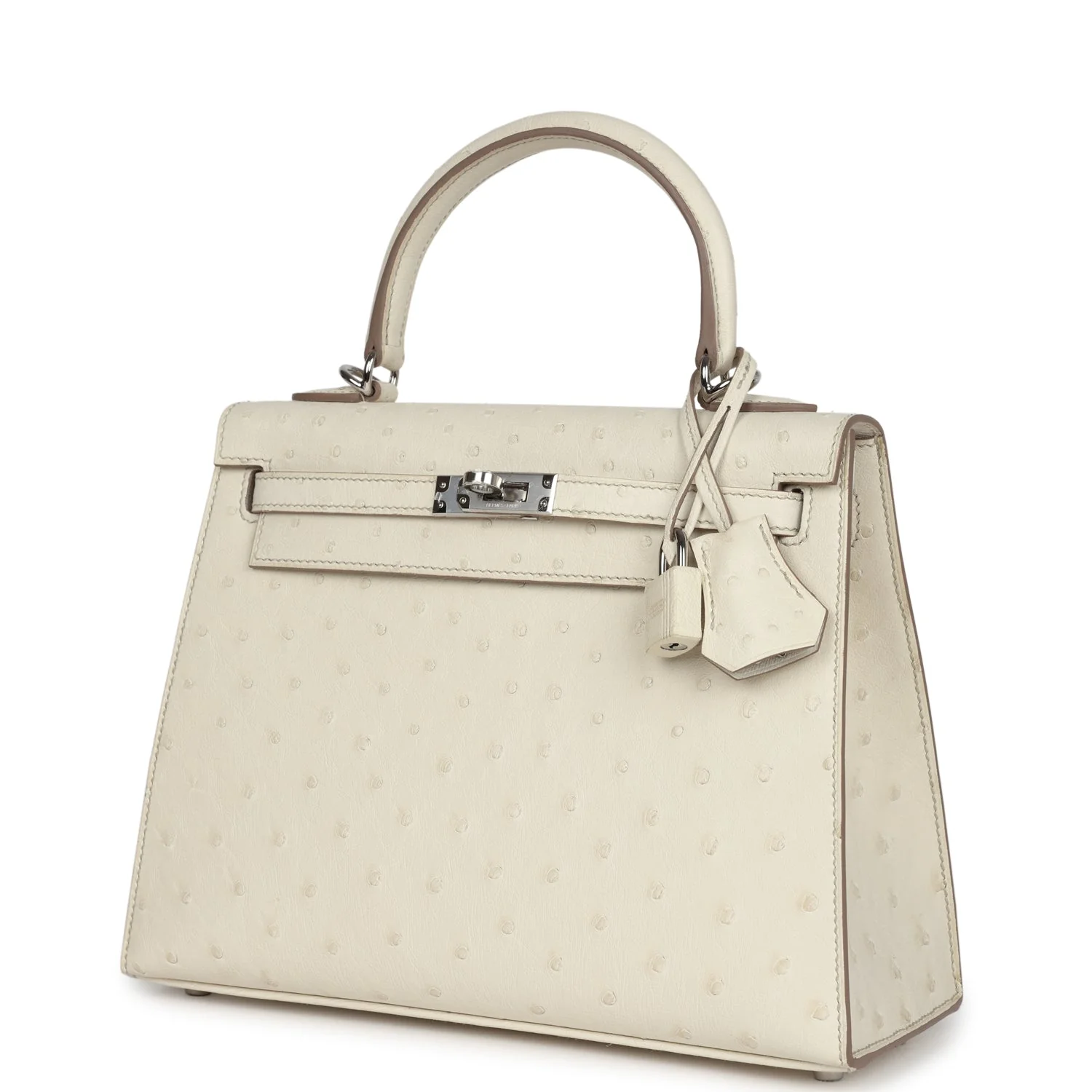 Replicate Hermes Kelly Sellier 25 Beton Ostrich Palladium Hardware(1:1 replica)