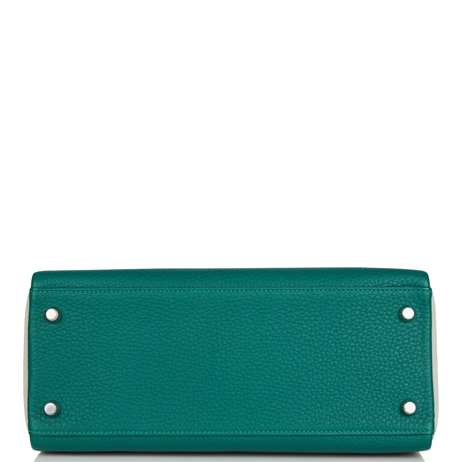 Replicate Hermes Special Order (HSS) Kelly Retourne 28 Malachite and Gris Perle Clemence Brushed Palladium Hardware(1:1 replica)