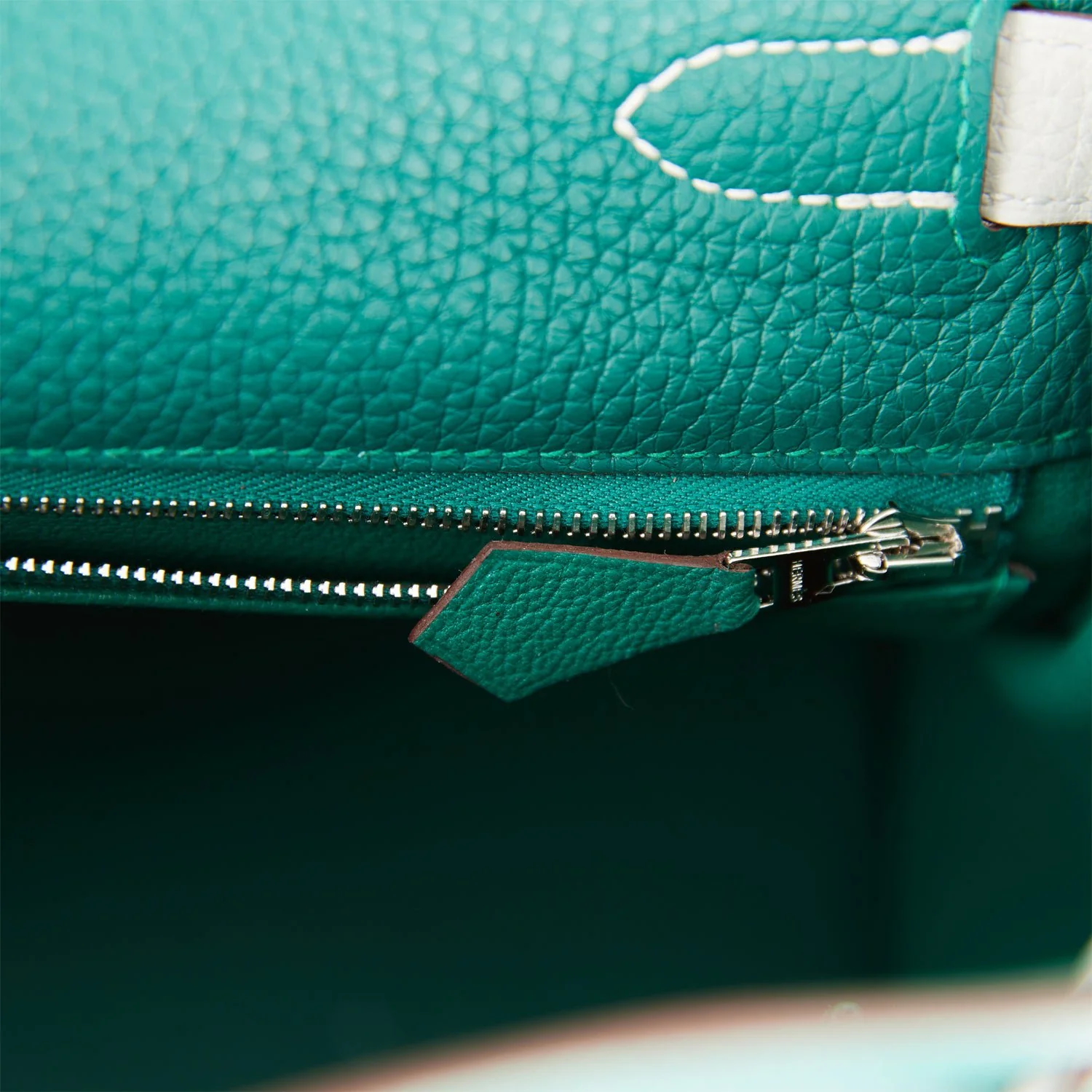 Replicate Hermes Special Order (HSS) Kelly Retourne 28 Malachite and Gris Perle Clemence Brushed Palladium Hardware(1:1 replica)