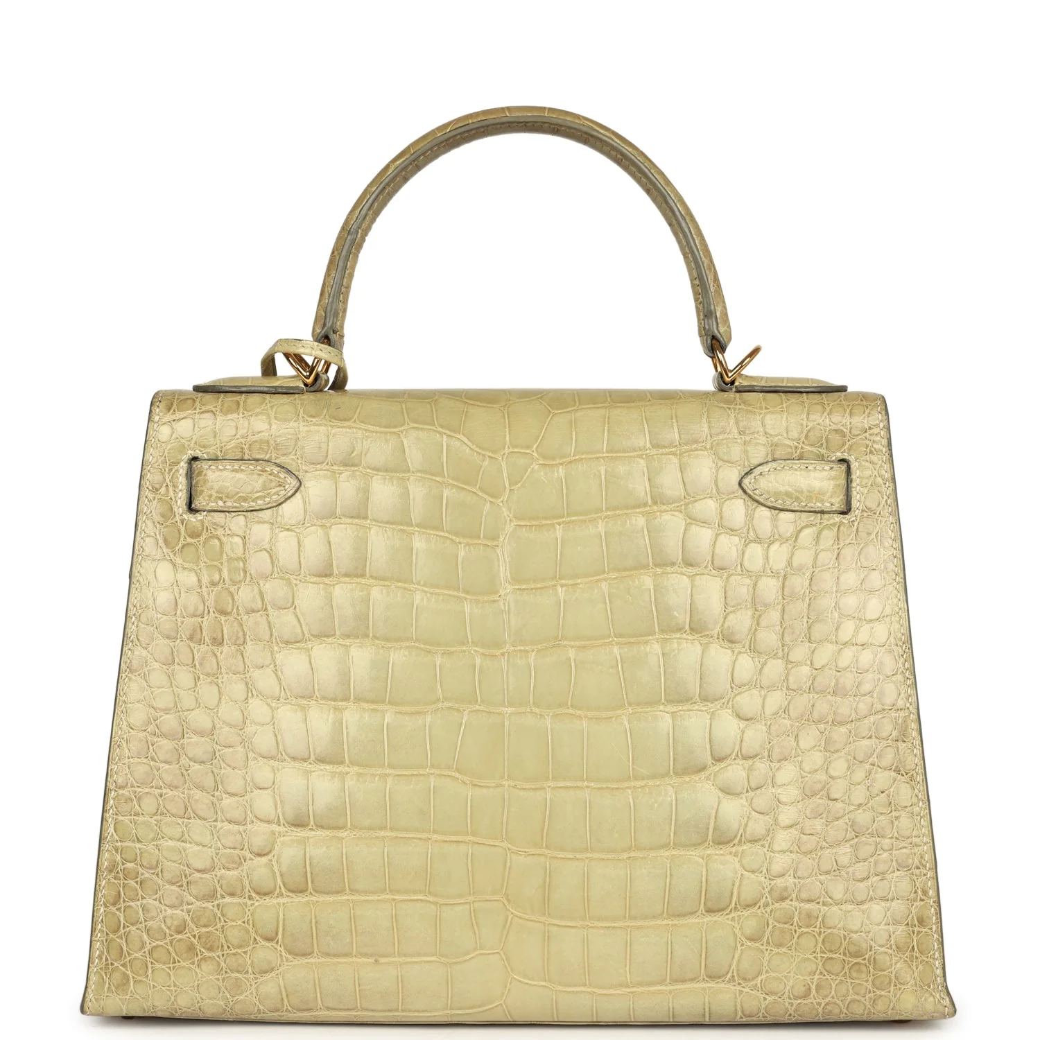 Replicate Vintage Hermes Kelly 28 Vert Celadon Natura Shiny Alligator Gold Hardware(1:1 replica)