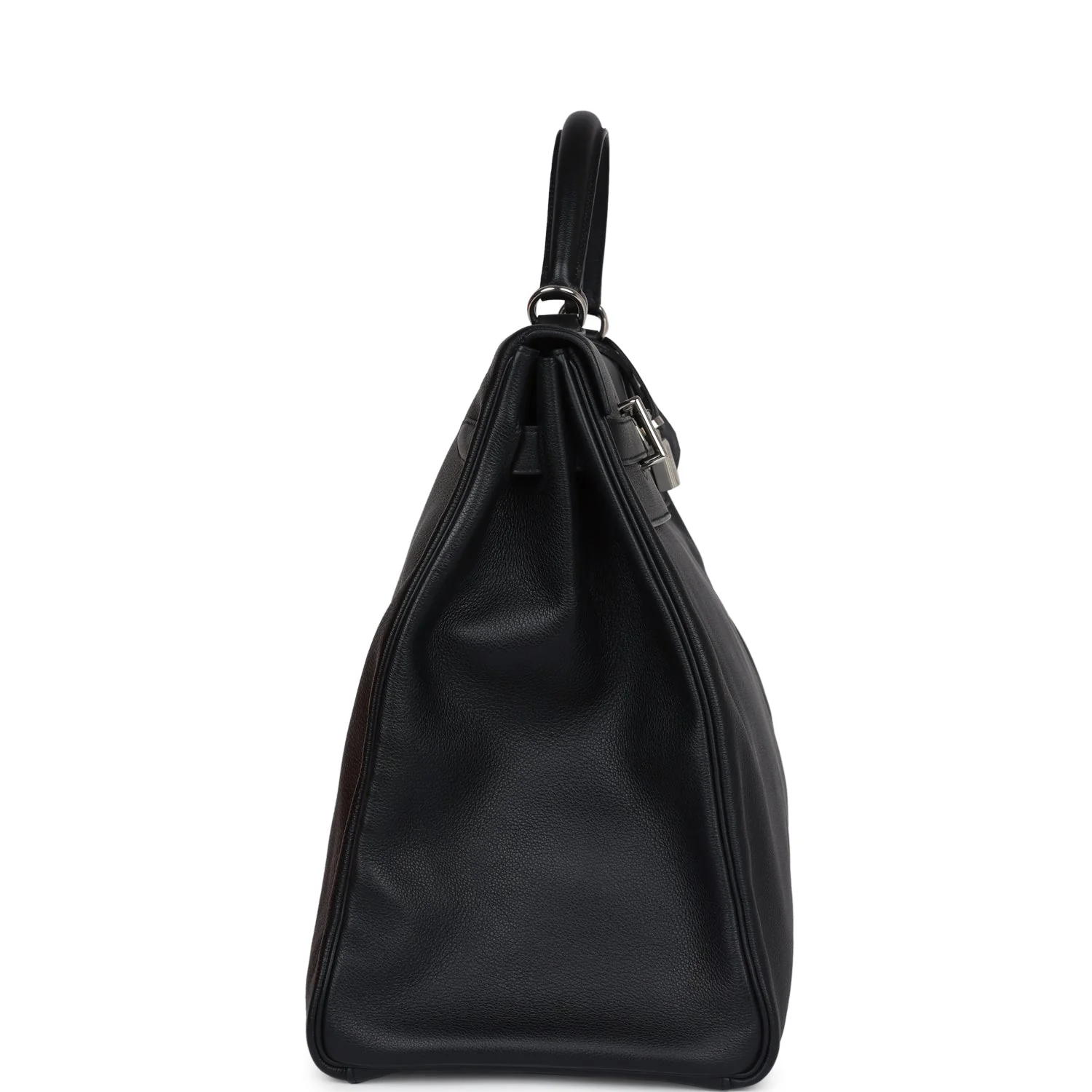 Replicate Hermes Kelly Voyage 50 Black Evercolor Palladium Hardware(1:1 replica)