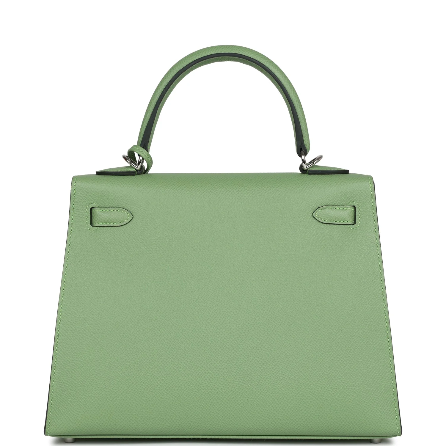Replicate Hermes Special Order (HSS) Kelly Sellier 25 Vert Criquet Verso Epsom Palladium Hardware(1:1 replica)