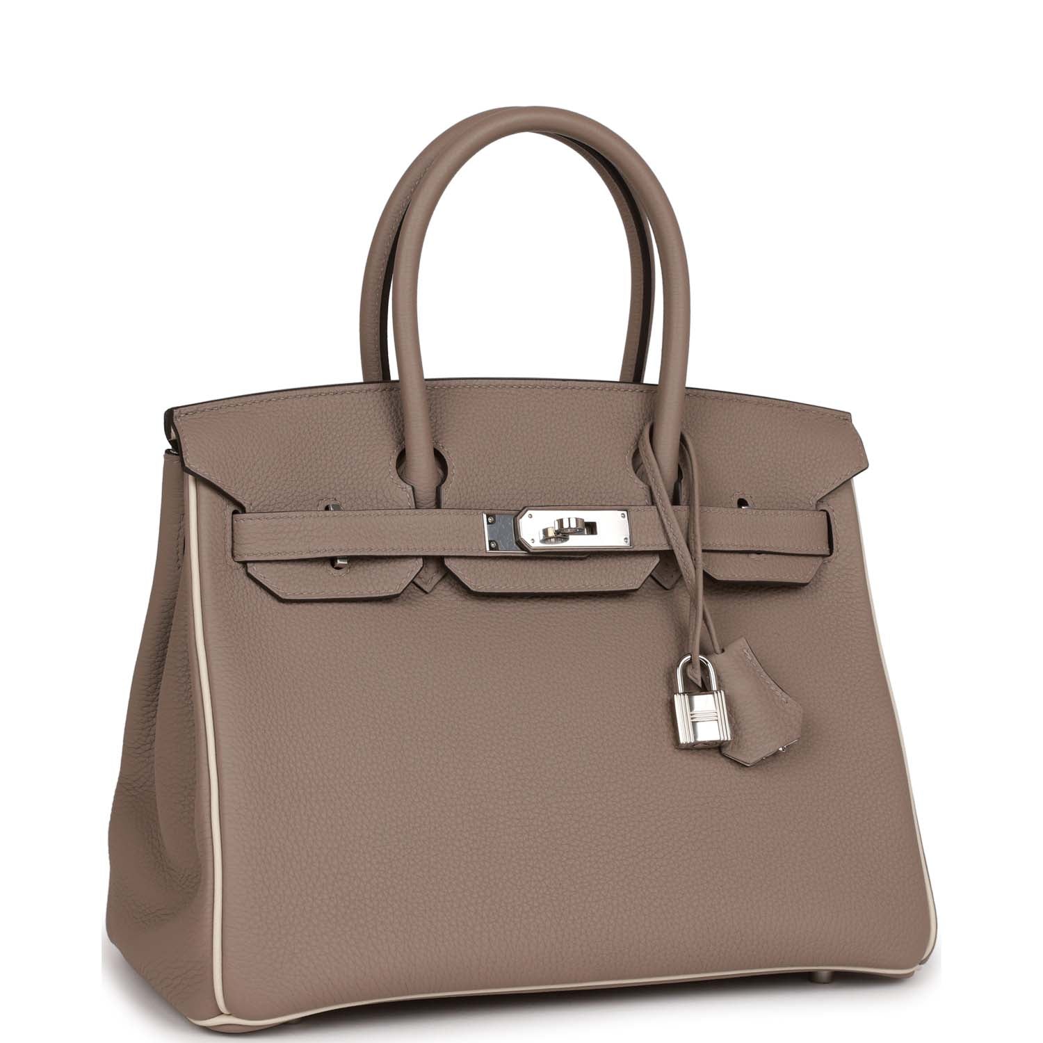 Replicate Hermes Special Order (HSS) Birkin 30 Gris Tourterelle and Craie Togo Palladium Hardware(1:1 replica)