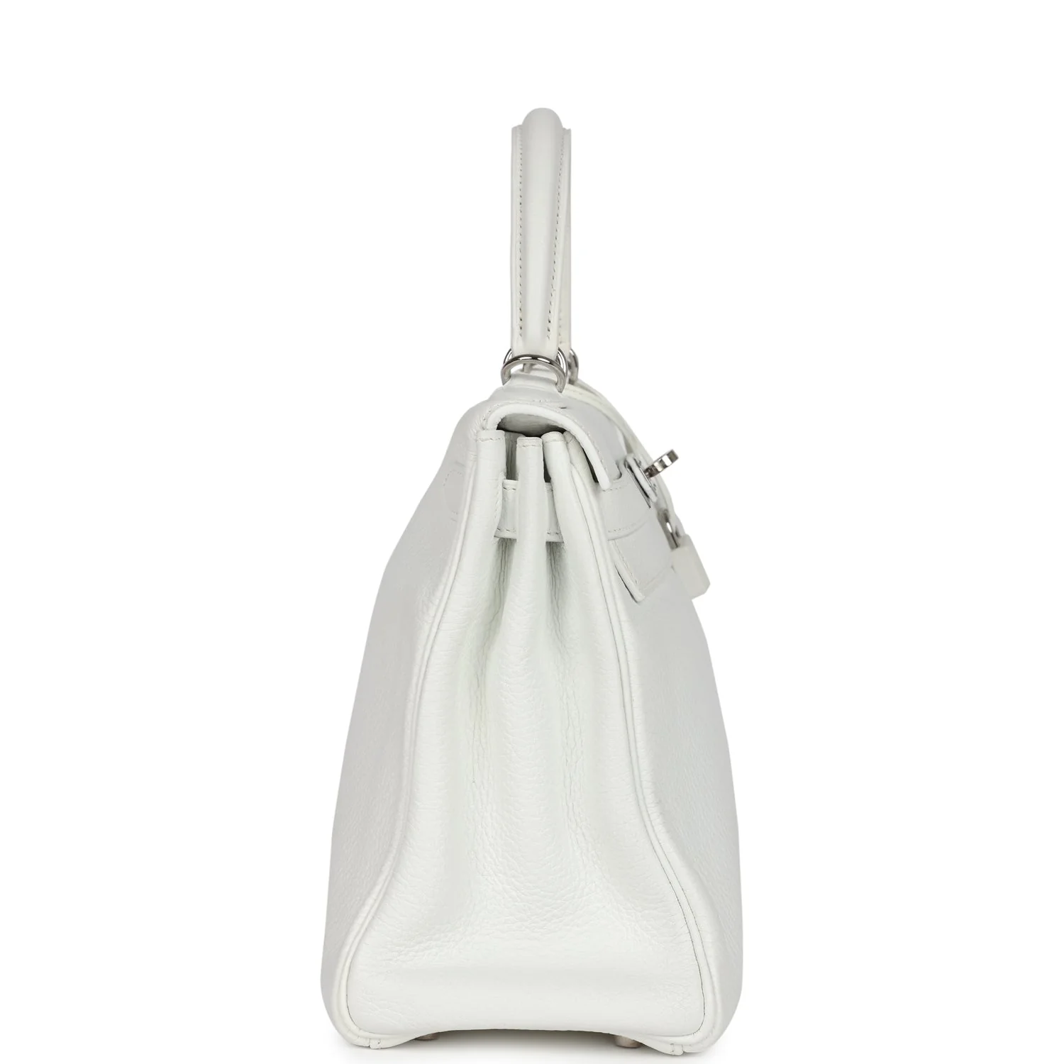 Replicate Vintage Hermes Kelly Retourne 28 White Clemence Palladium Hardware(1:1 replica)