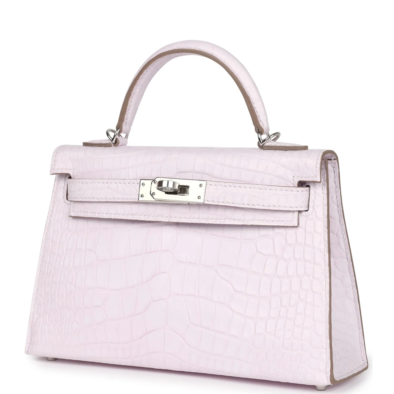 Replicate Hermes Kelly Sellier 20 Mauve Pale Boreal Satin Alligator Palladium Hardware(1:1 replica)