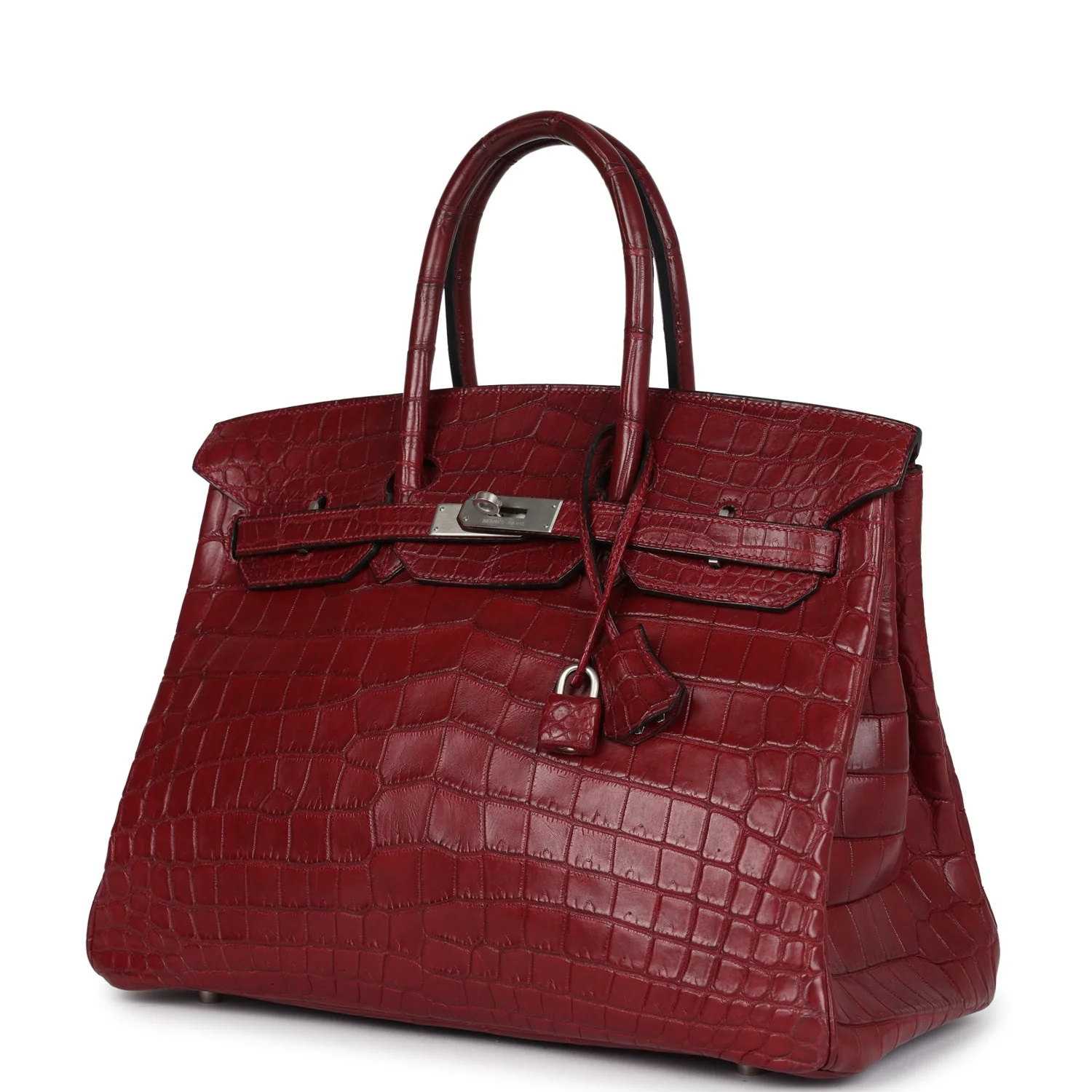 Replicate Vintage Hermes Travel Birkin 35 Rouge H Niloticus Crocodile Brushed Palladium Hardware(1:1 replica)