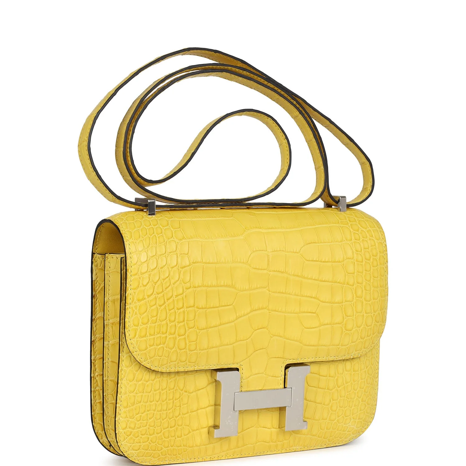 Replicate Hermes Constance 18 Mimosa Matte Alligator Palladium Hardware(1:1 replica)