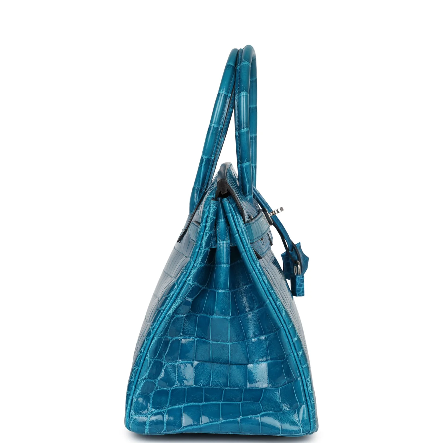 Replicate Hermes Birkin 30 Bleu Izmir Shiny Niloticus Crocodile Palladium Hardware(1:1 replica)