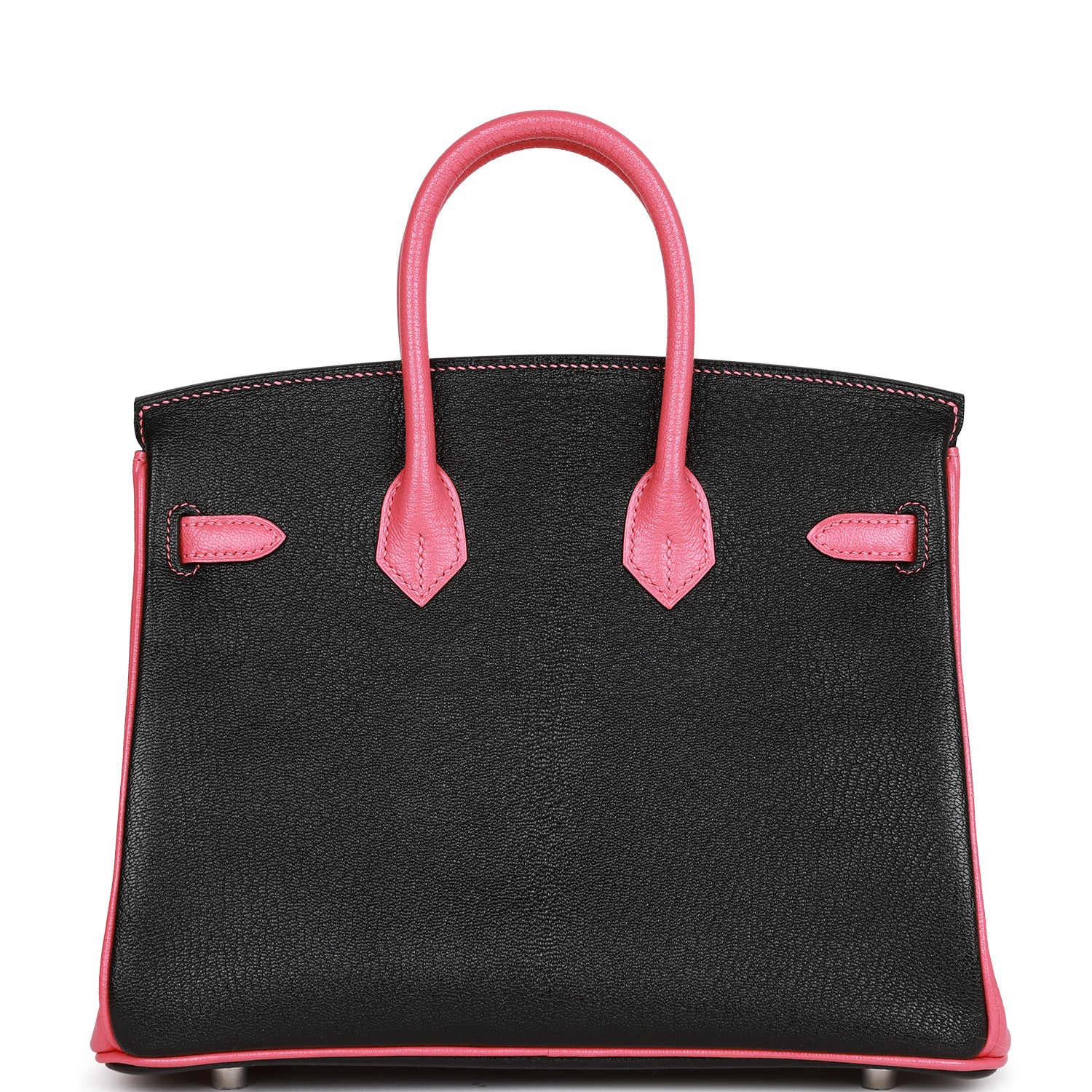 Replicate Hermes Special Order (HSS) Birkin 25 Black and Rose Azalee Chèvre Brushed Palladium Hardware(1:1 replica)