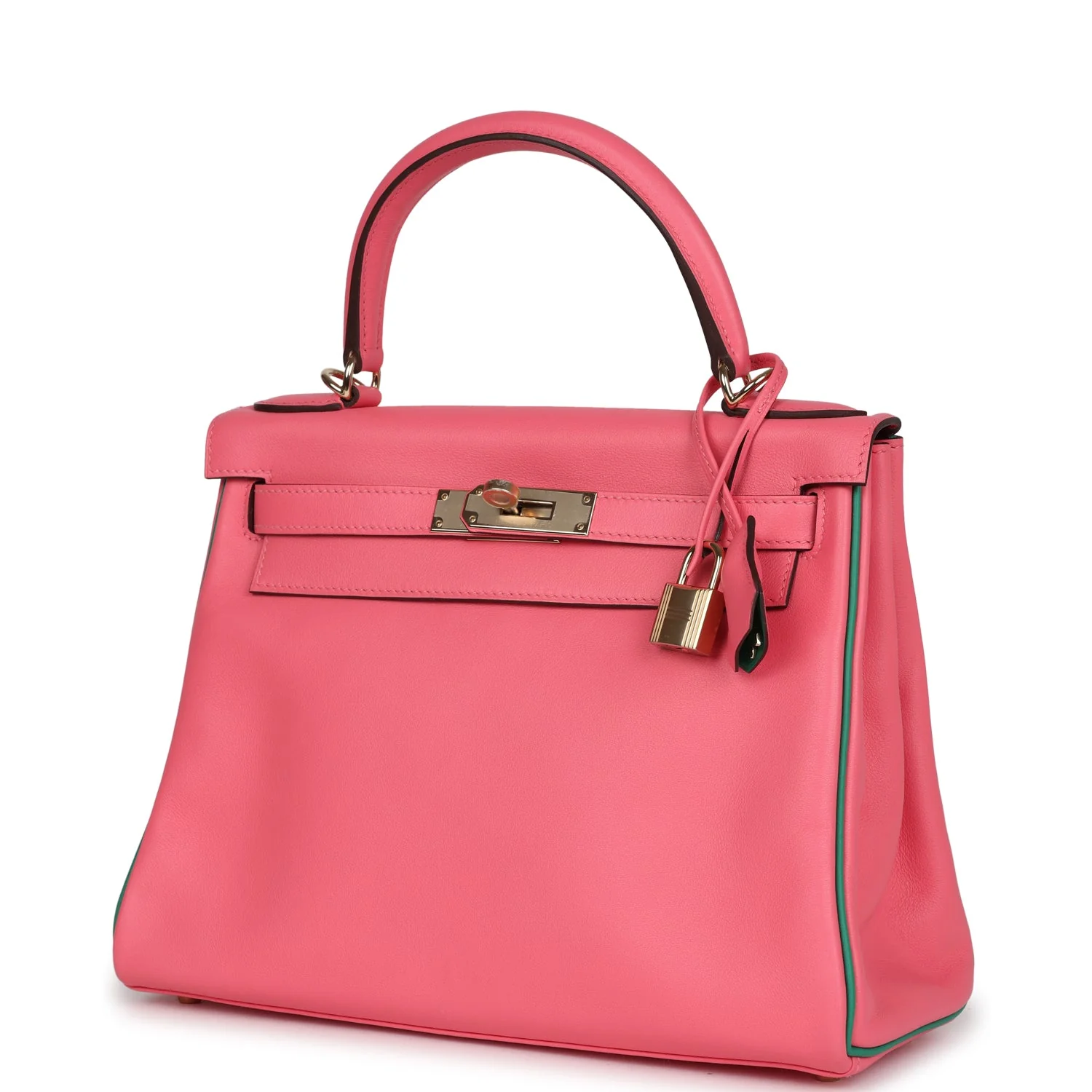 Replicate Hermes Special Order (HSS) Kelly Retourne 28 Rose Azalee and Vert Vertigo Swift Gold Hardware(1:1 replica)