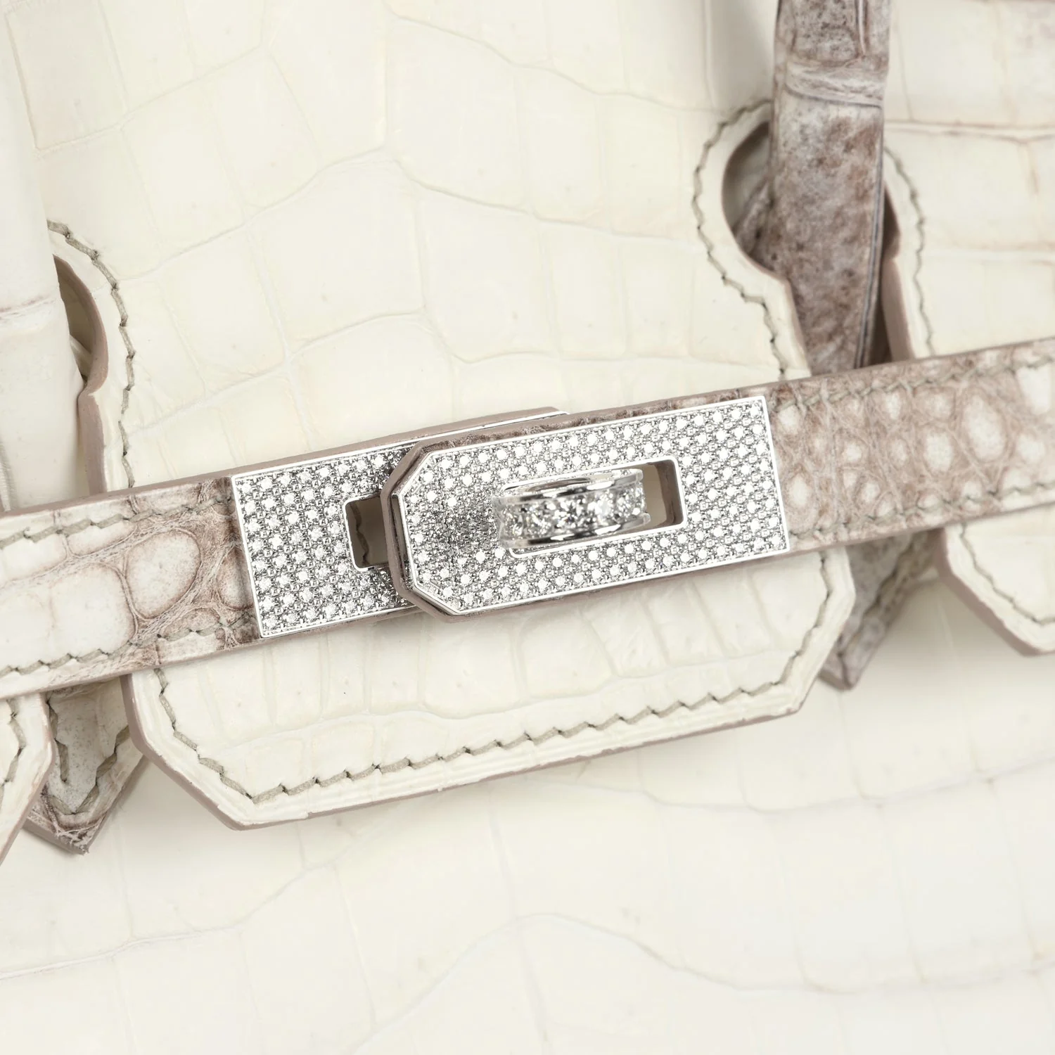 Replicate Hermes Birkin 25 Himalaya Niloticus Crocodile Diamond Encrusted Palladium Hardware(1:1 replica)