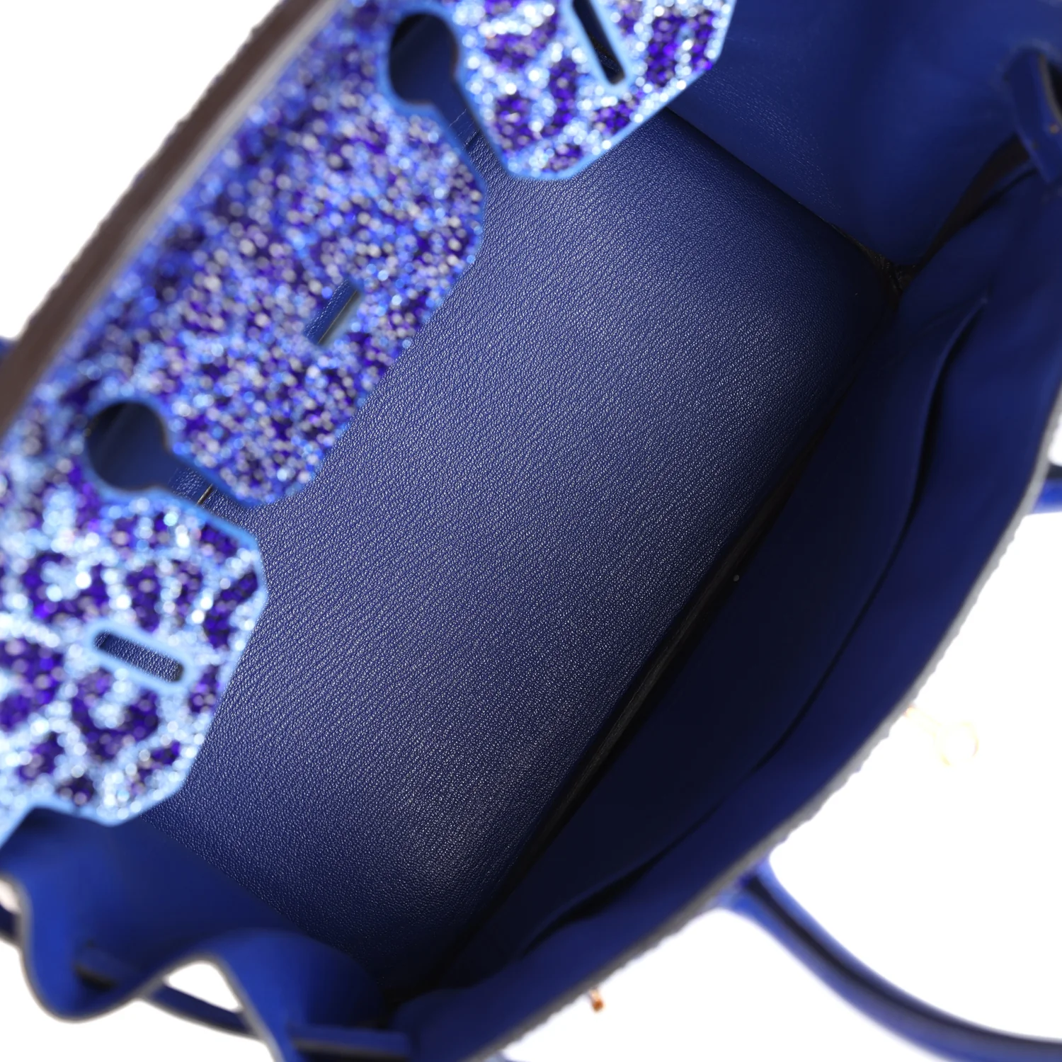 Replicate Custom Leopard Swarovski Crystal Hermes Birkin 30 Bleu Electric Togo Gold Hardware(1:1 replica)